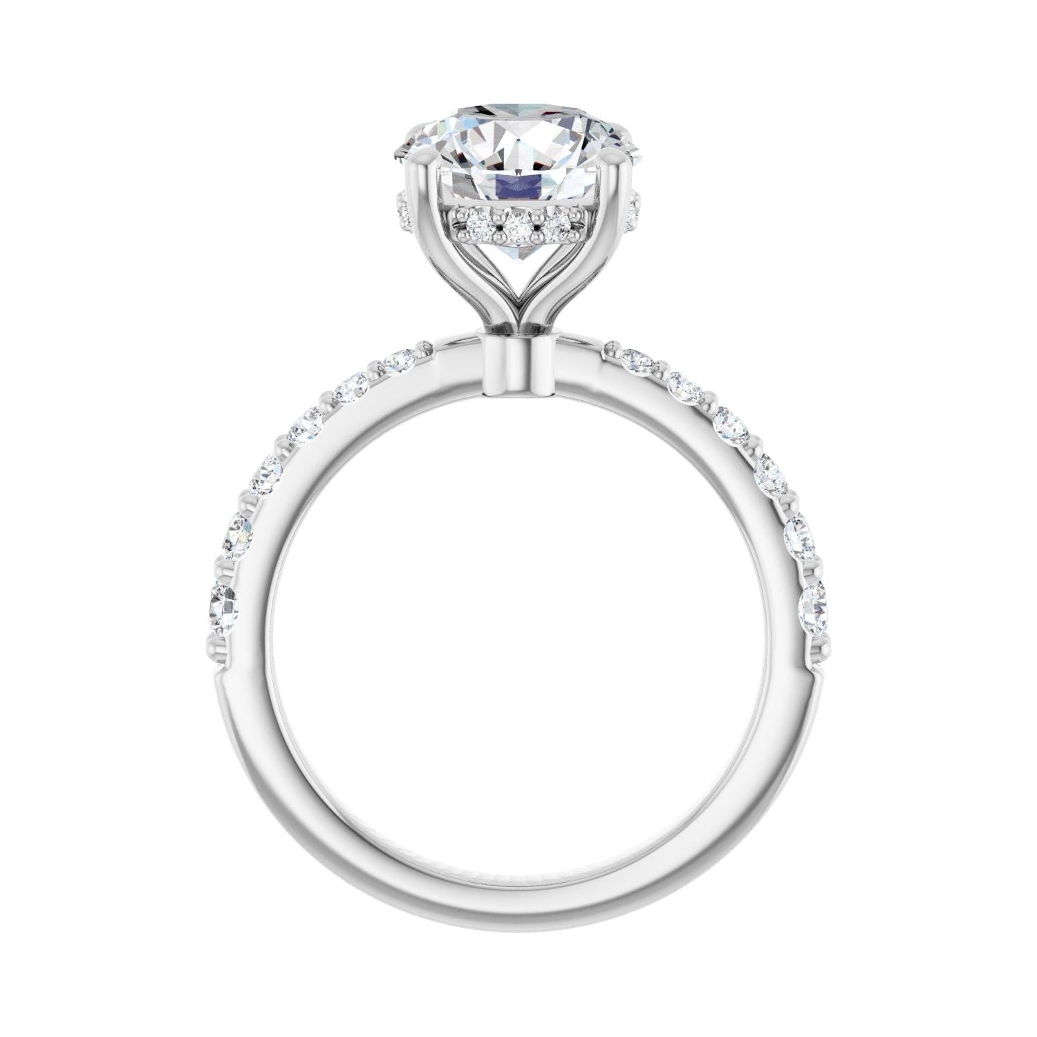 Round Hidden Halo-Style Engagement Ring | Metal Type=14K White Gold | Center Stone Size=2.5 CT | Image 2