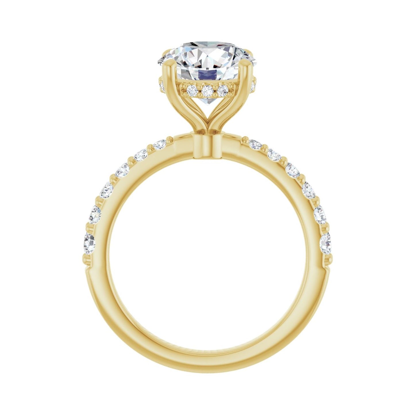 Round Hidden Halo-Style Engagement Ring | Metal Type=14K Yellow Gold | Center Stone Size=2.5 CT | Image 2