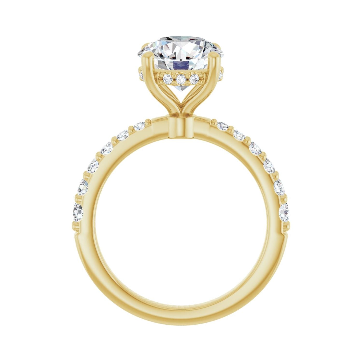 Round Hidden Halo-Style Engagement Ring | Metal Type=14K Yellow Gold | Center Stone Size=2.5 CT | Image 2