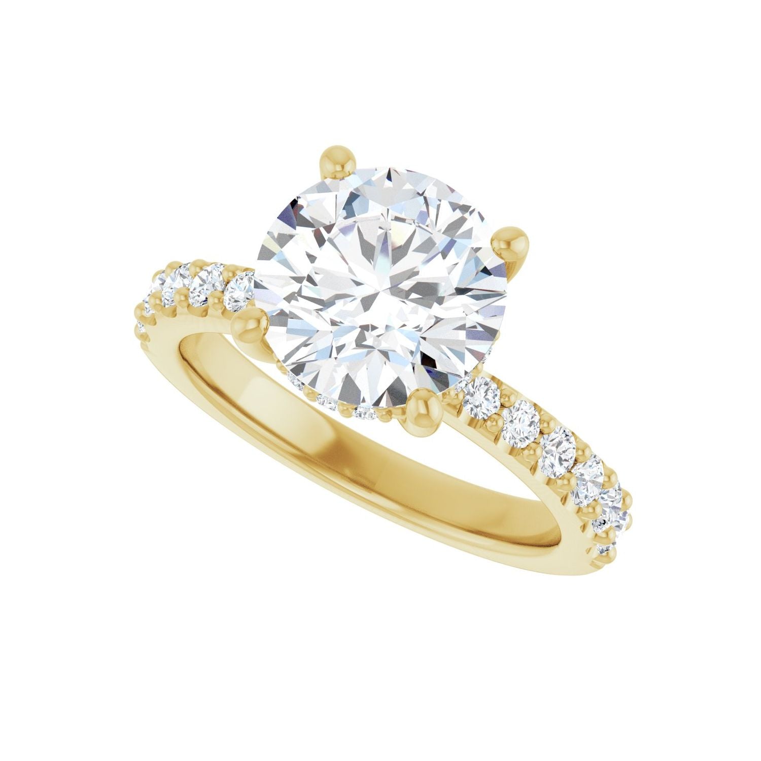 Round Hidden Halo-Style Engagement Ring | Metal Type=14K Yellow Gold | Center Stone Size=2.5 CT | Image 5