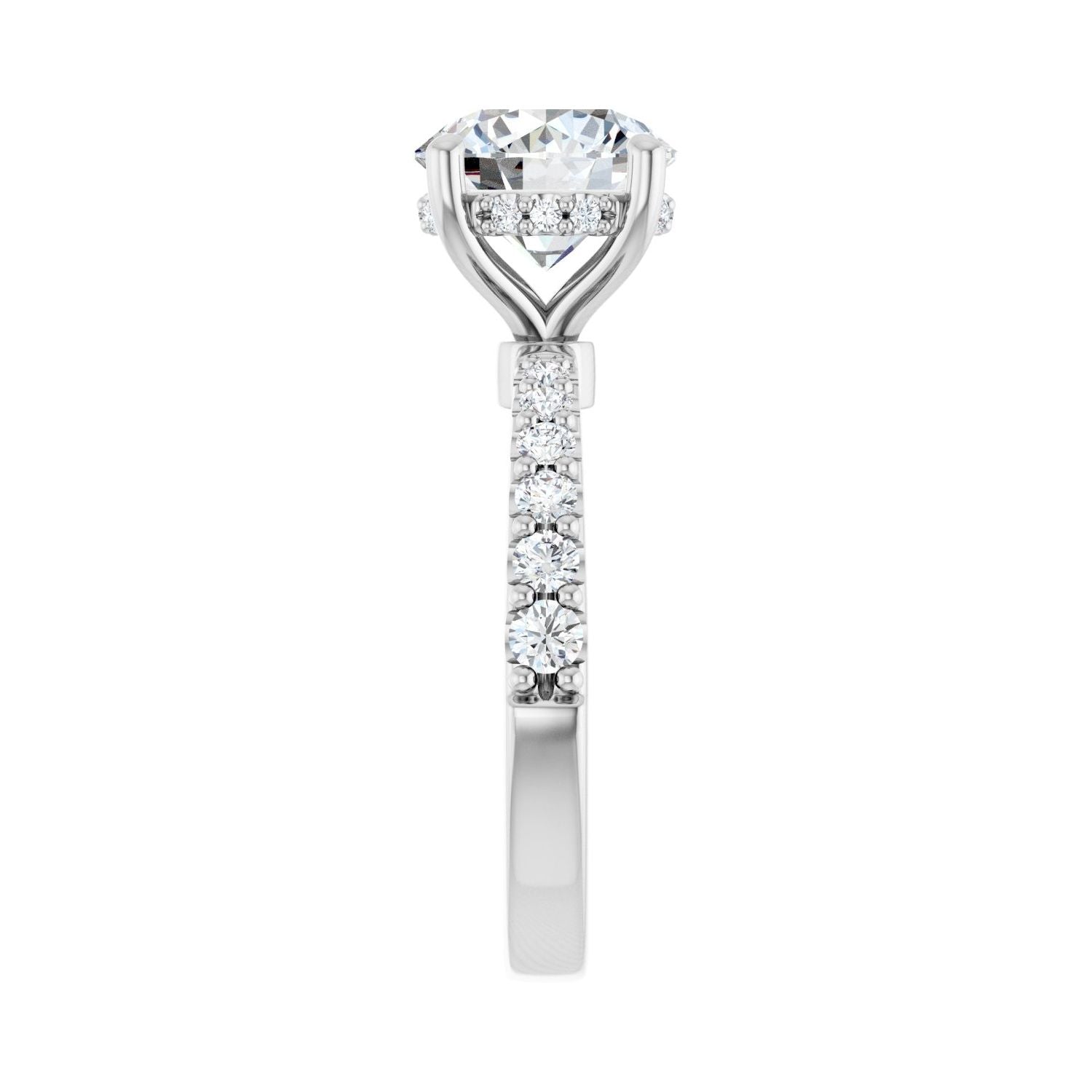 Round Hidden Halo-Style Engagement Ring | Metal Type=14K White Gold | Center Stone Size=2.5 CT | Image 4