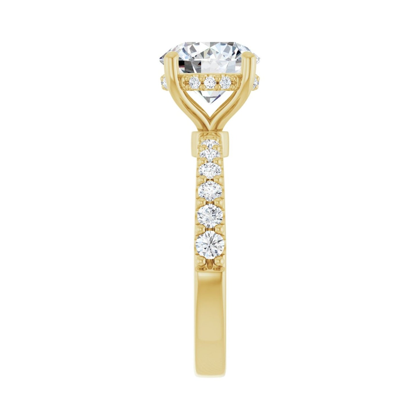 Round Hidden Halo-Style Engagement Ring | Metal Type=14K Yellow Gold | Center Stone Size=2.5 CT | Image 4