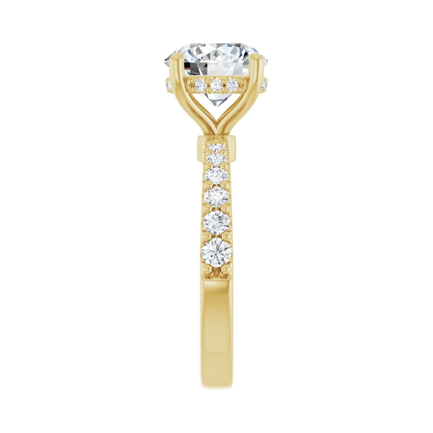 Round Hidden Halo-Style Engagement Ring | Metal Type=14K Yellow Gold | Center Stone Size=2.5 CT | Image 4