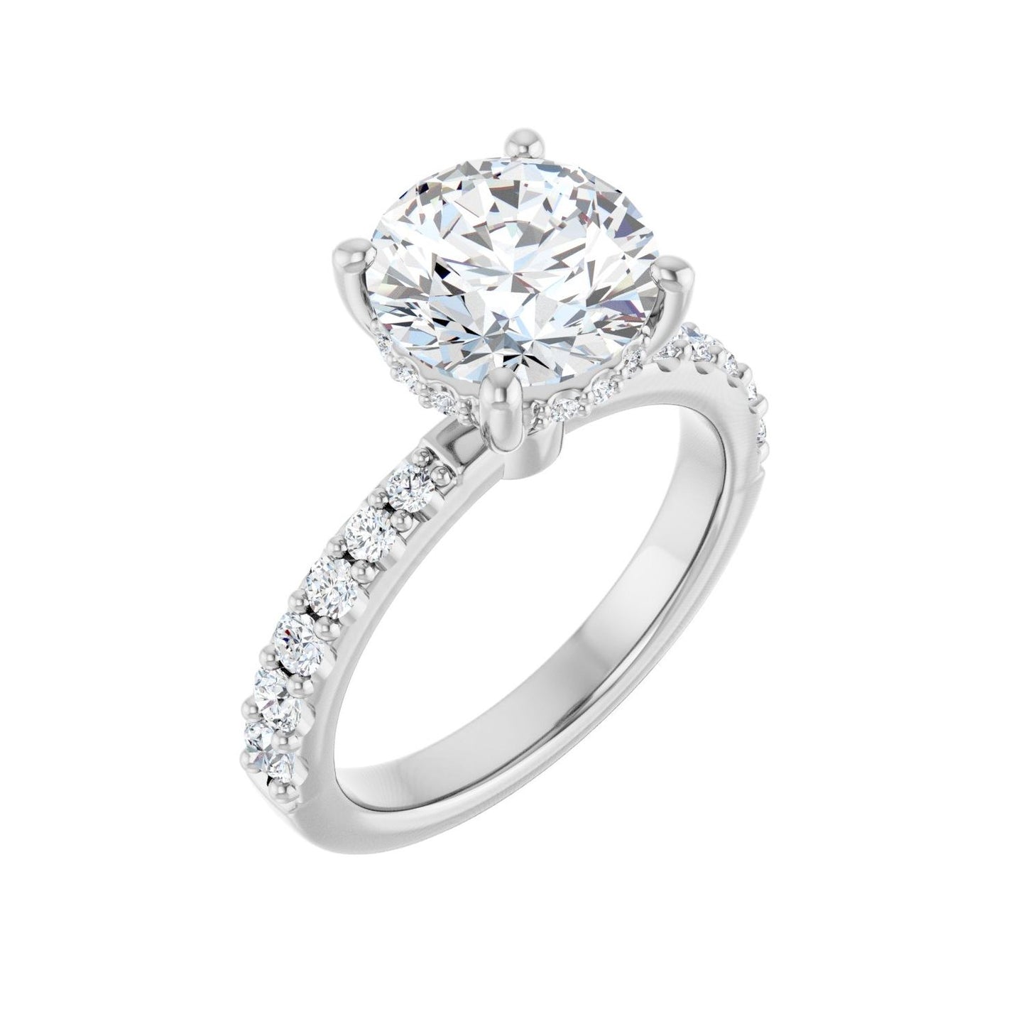 Round Hidden Halo-Style Engagement Ring | Metal Type=14K White Gold | Center Stone Size=2.5 CT | Image 1