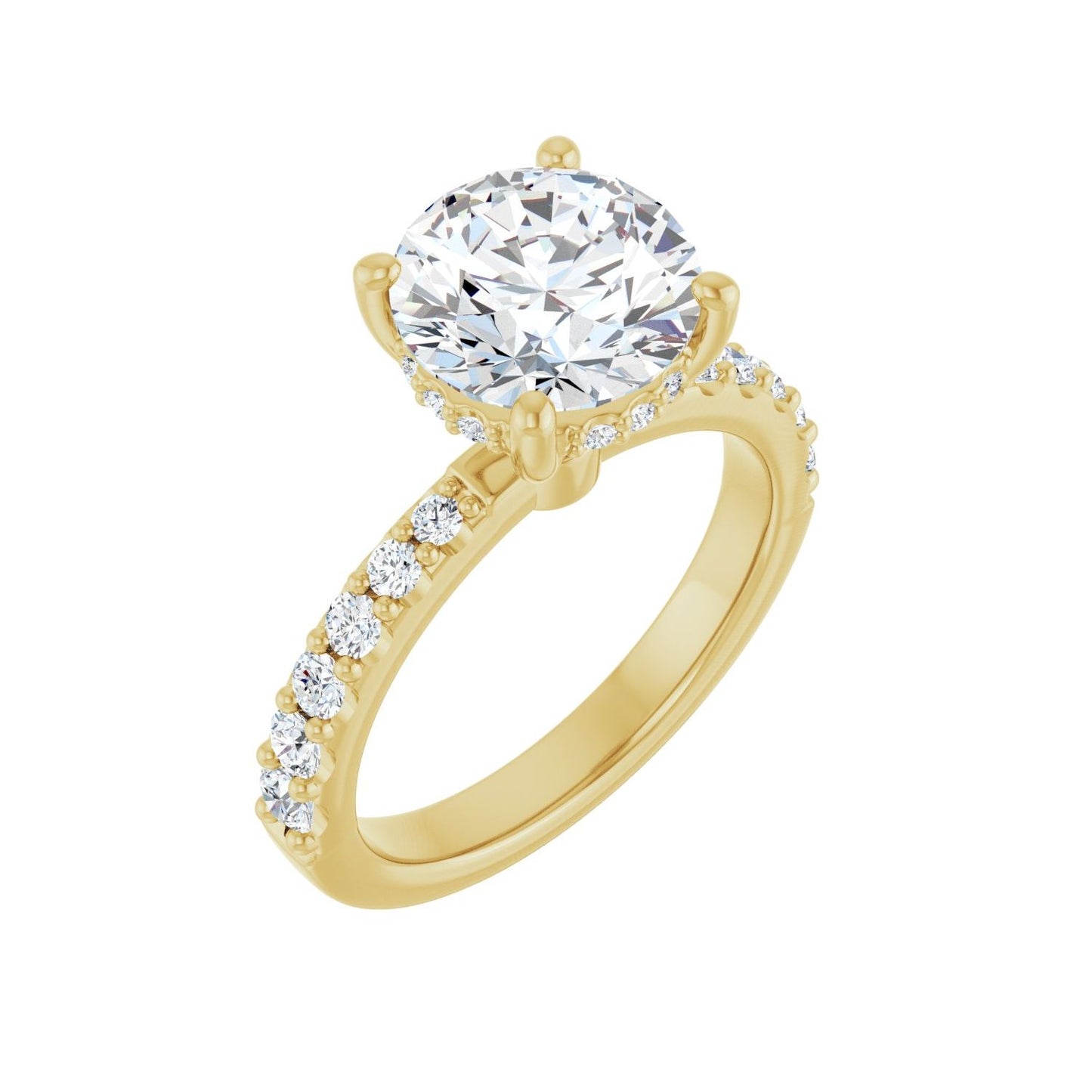 Round Hidden Halo-Style Engagement Ring | Metal Type=14K Yellow Gold | Center Stone Size=2.5 CT | Image 1