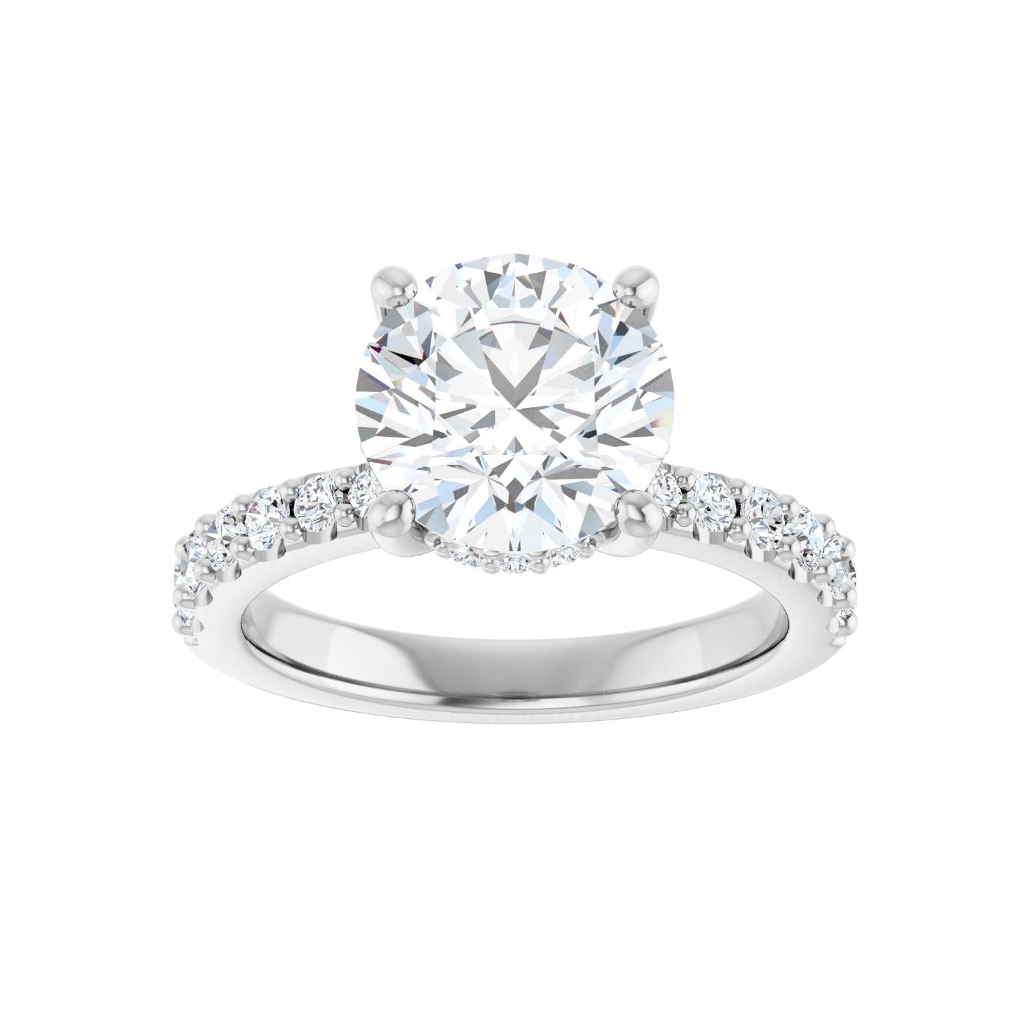 Round Hidden Halo-Style Engagement Ring | Metal Type=14K White Gold | Center Stone Size=2.5 CT | Image 3