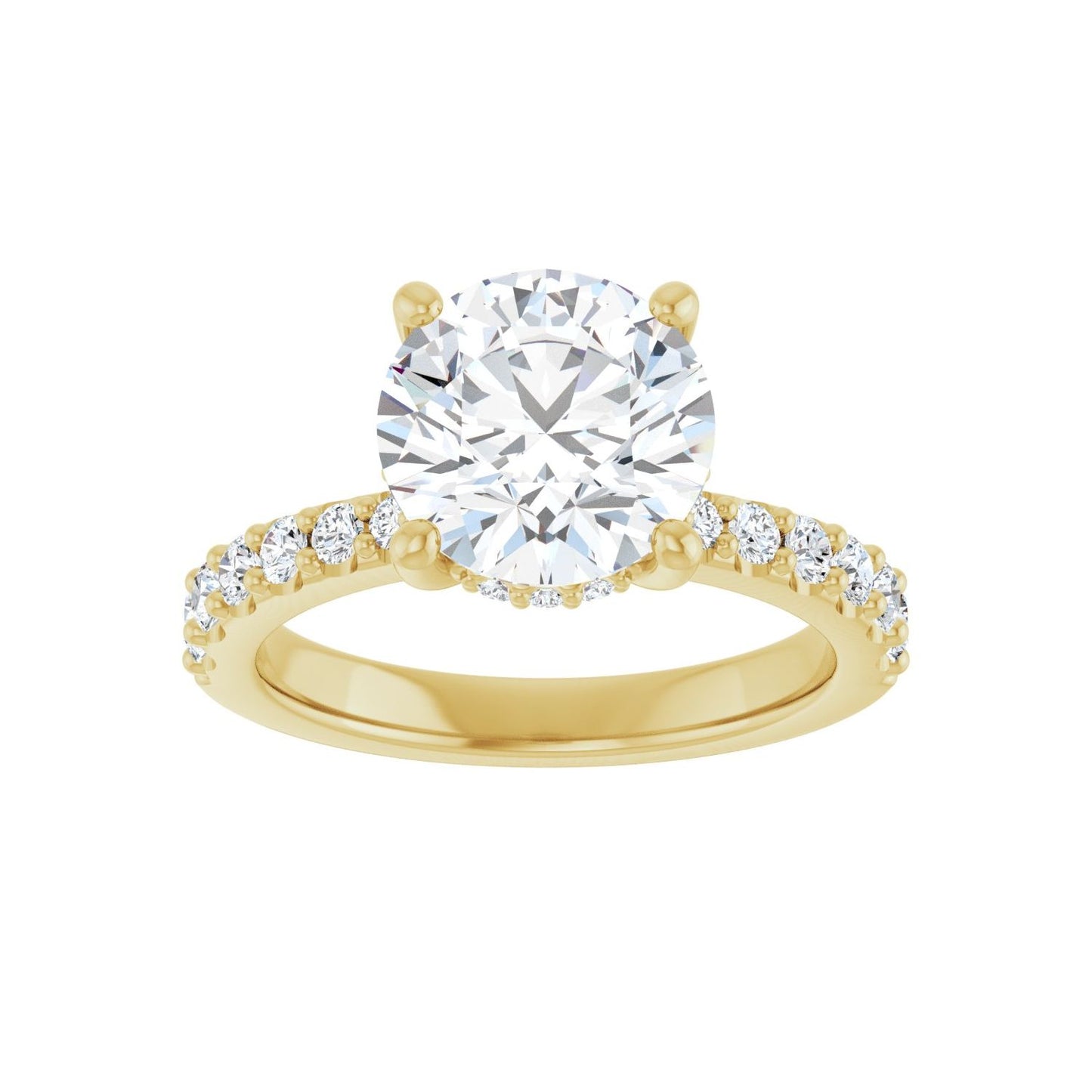 Round Hidden Halo-Style Engagement Ring | Metal Type=14K Yellow Gold | Center Stone Size=2.5 CT | Image 3
