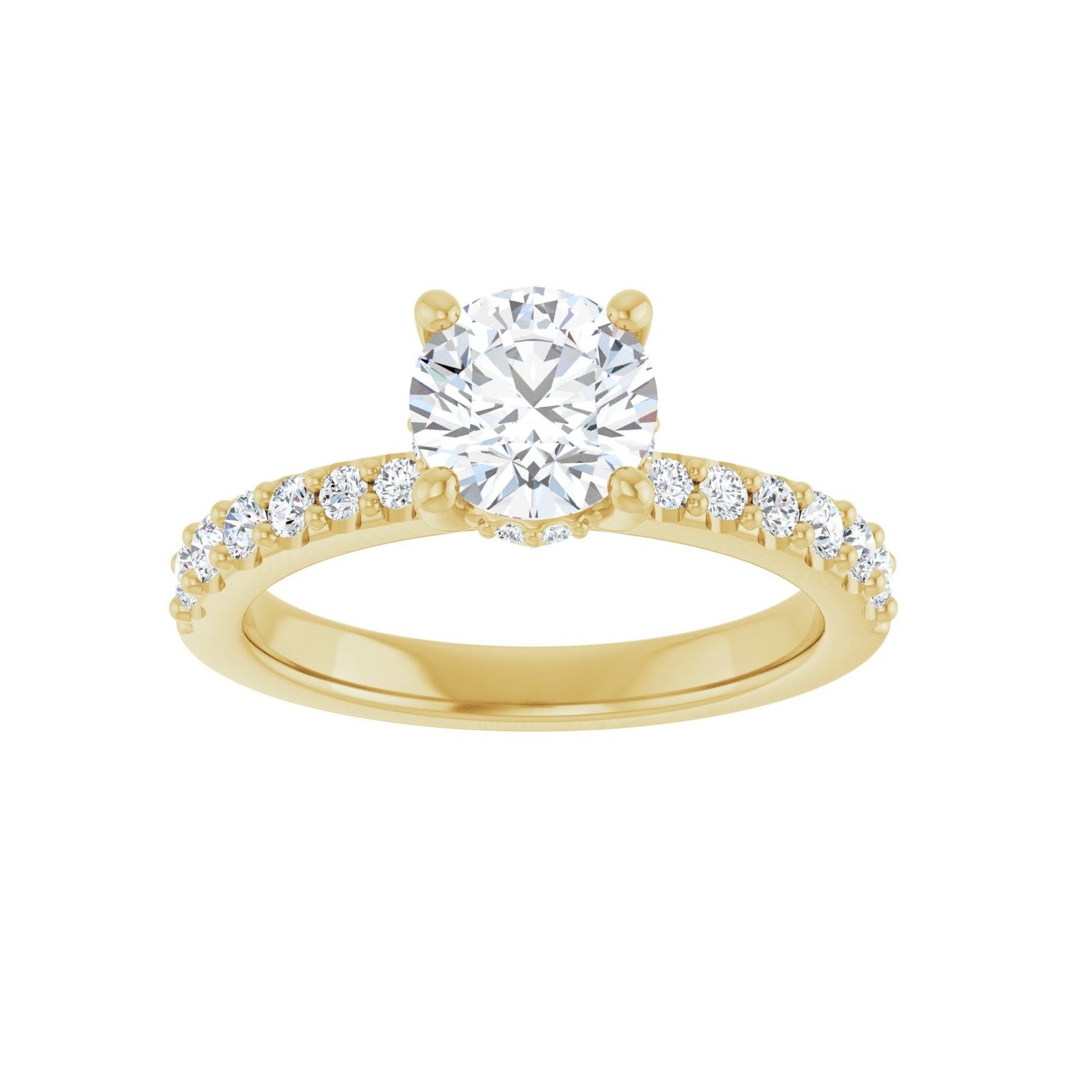 Round Hidden Halo-Style Engagement Ring | Metal Type=14K Yellow Gold | Center Stone Size=1 CT | Image 3
