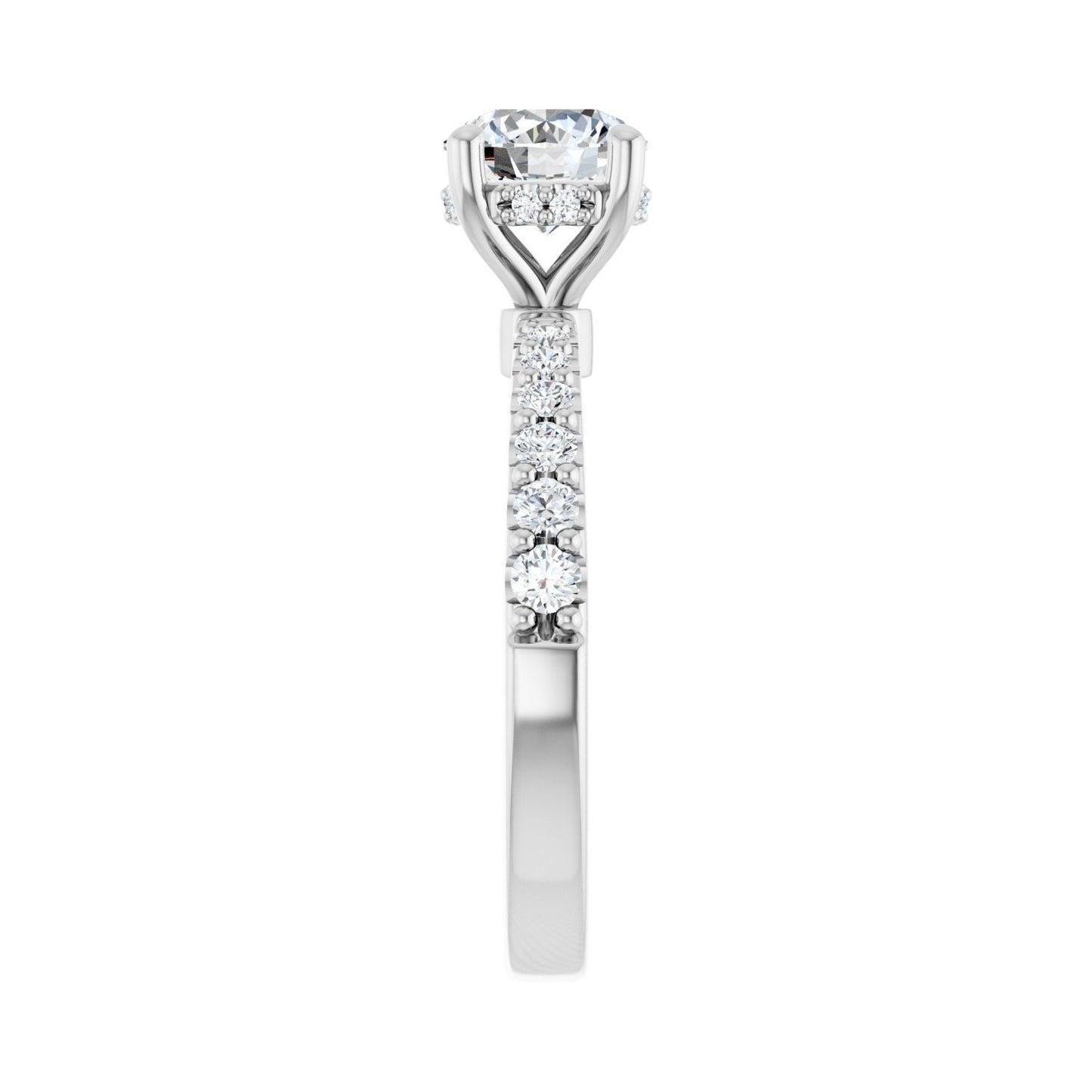 Round Hidden Halo-Style Engagement Ring | Metal Type=14K White Gold | Center Stone Size=1 CT | Image 4