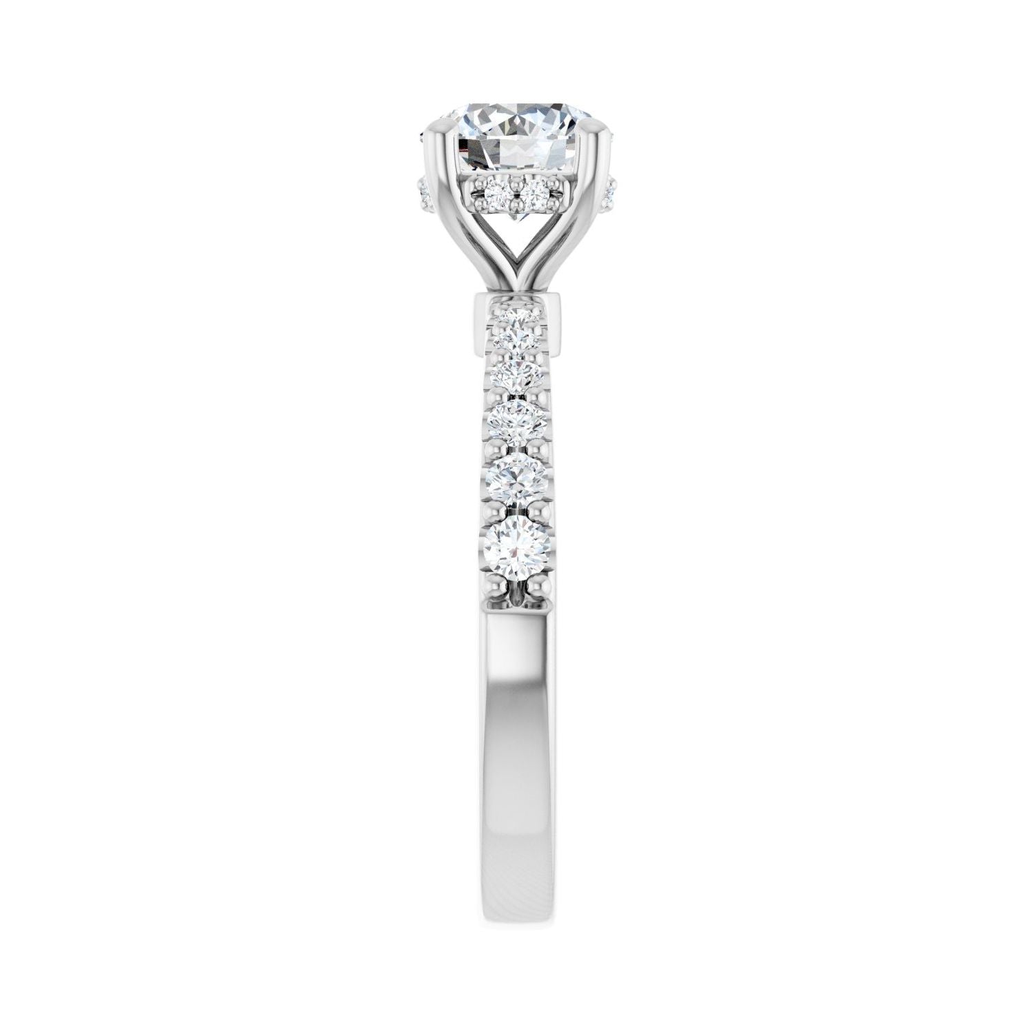 Round Hidden Halo-Style Engagement Ring | Metal Type=14K White Gold | Center Stone Size=1 CT | Image 4