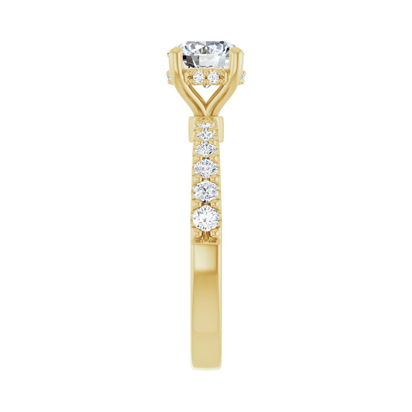 Round Hidden Halo-Style Engagement Ring | Metal Type=14K Yellow Gold | Center Stone Size=1 CT | Image 4