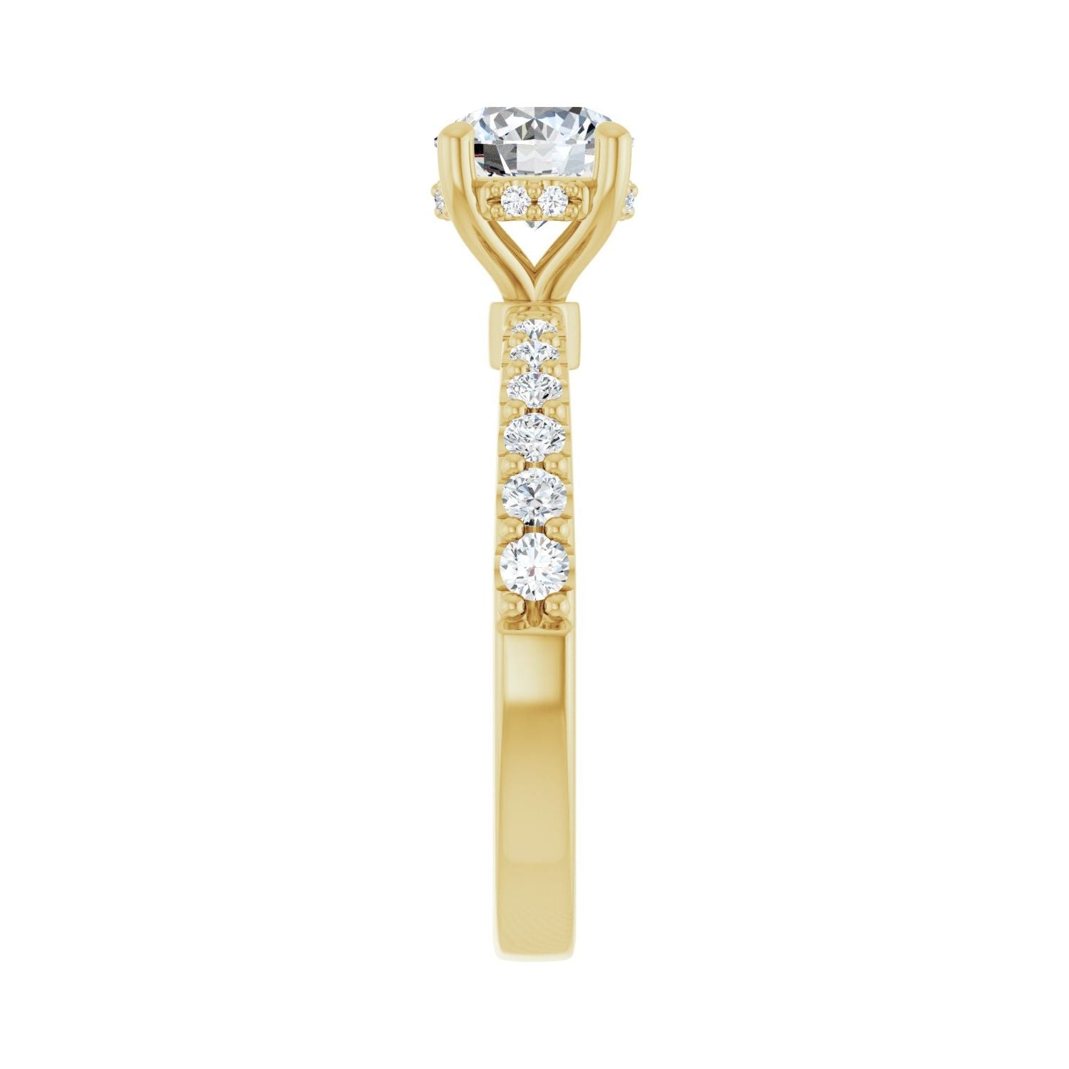 Round Hidden Halo-Style Engagement Ring | Metal Type=14K Yellow Gold | Center Stone Size=1 CT | Image 4