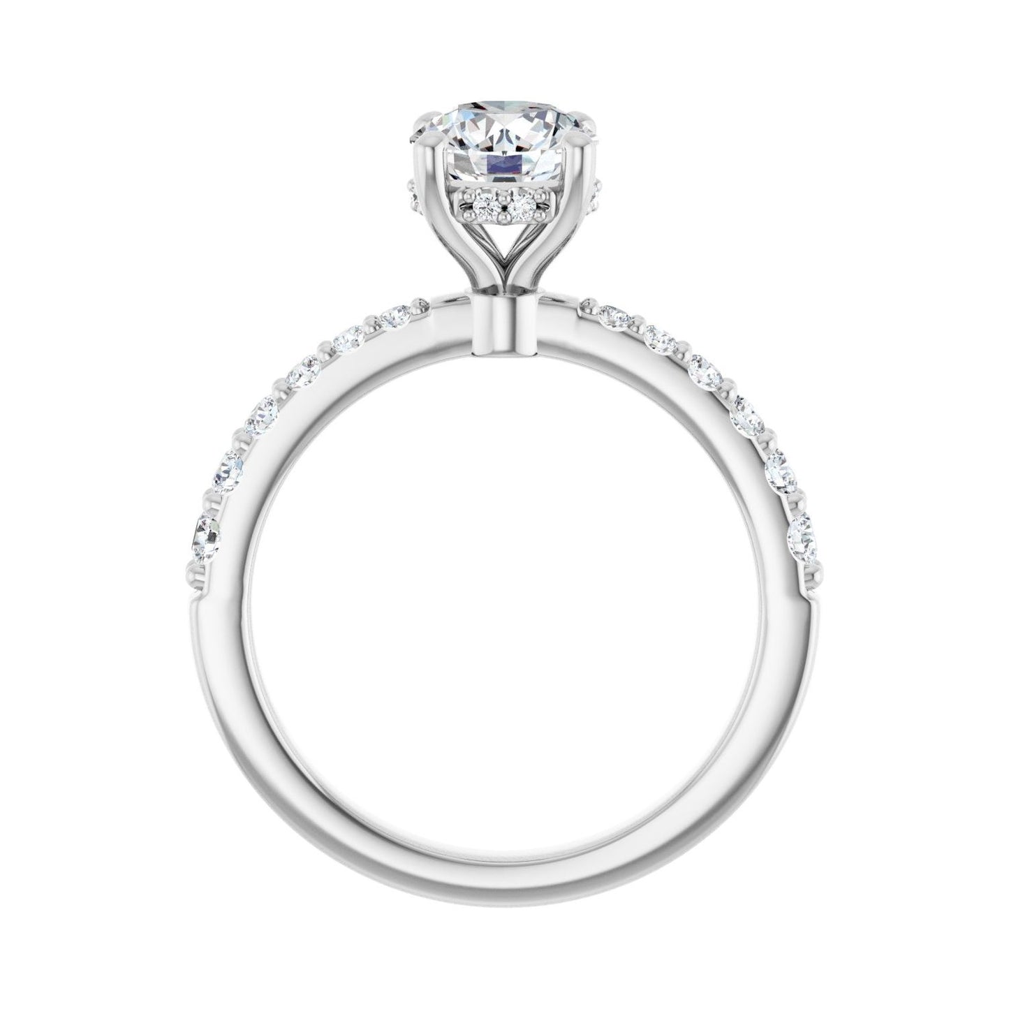 Round Hidden Halo-Style Engagement Ring | Metal Type=14K White Gold | Center Stone Size=1 CT | Image 2