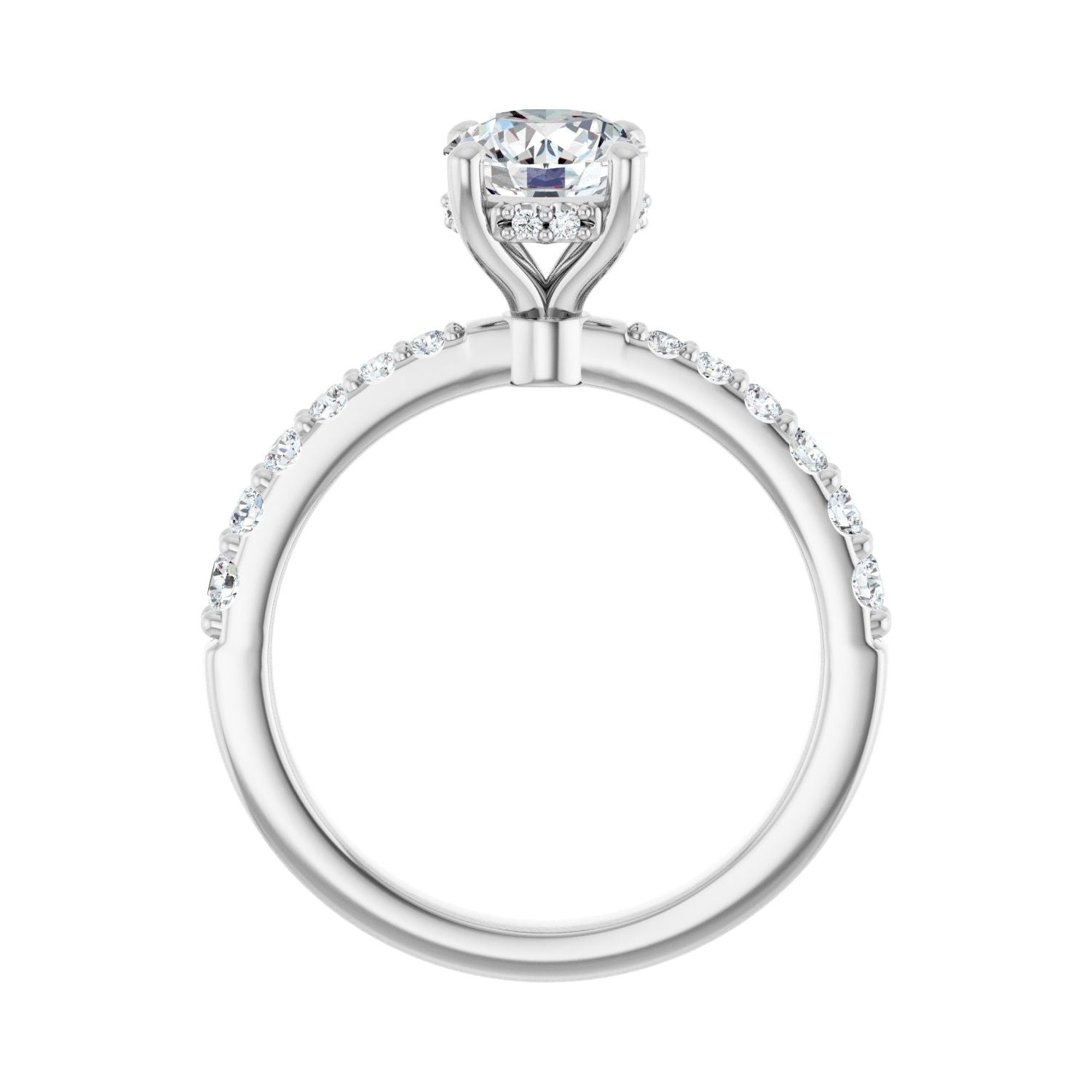 Round Hidden Halo-Style Engagement Ring | Metal Type=14K White Gold | Center Stone Size=1 CT | Image 2