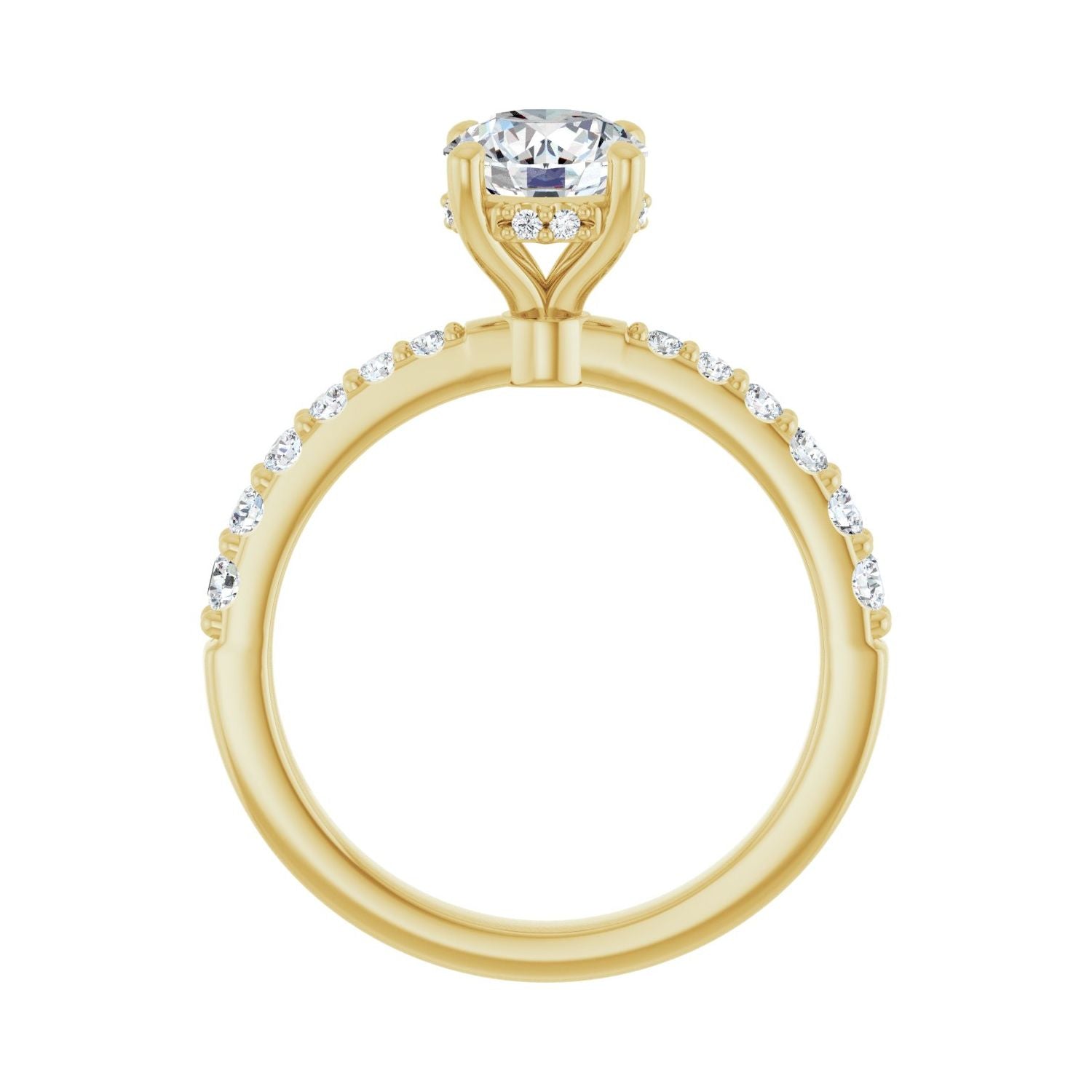 Round Hidden Halo-Style Engagement Ring | Metal Type=14K Yellow Gold | Center Stone Size=1 CT | Image 2