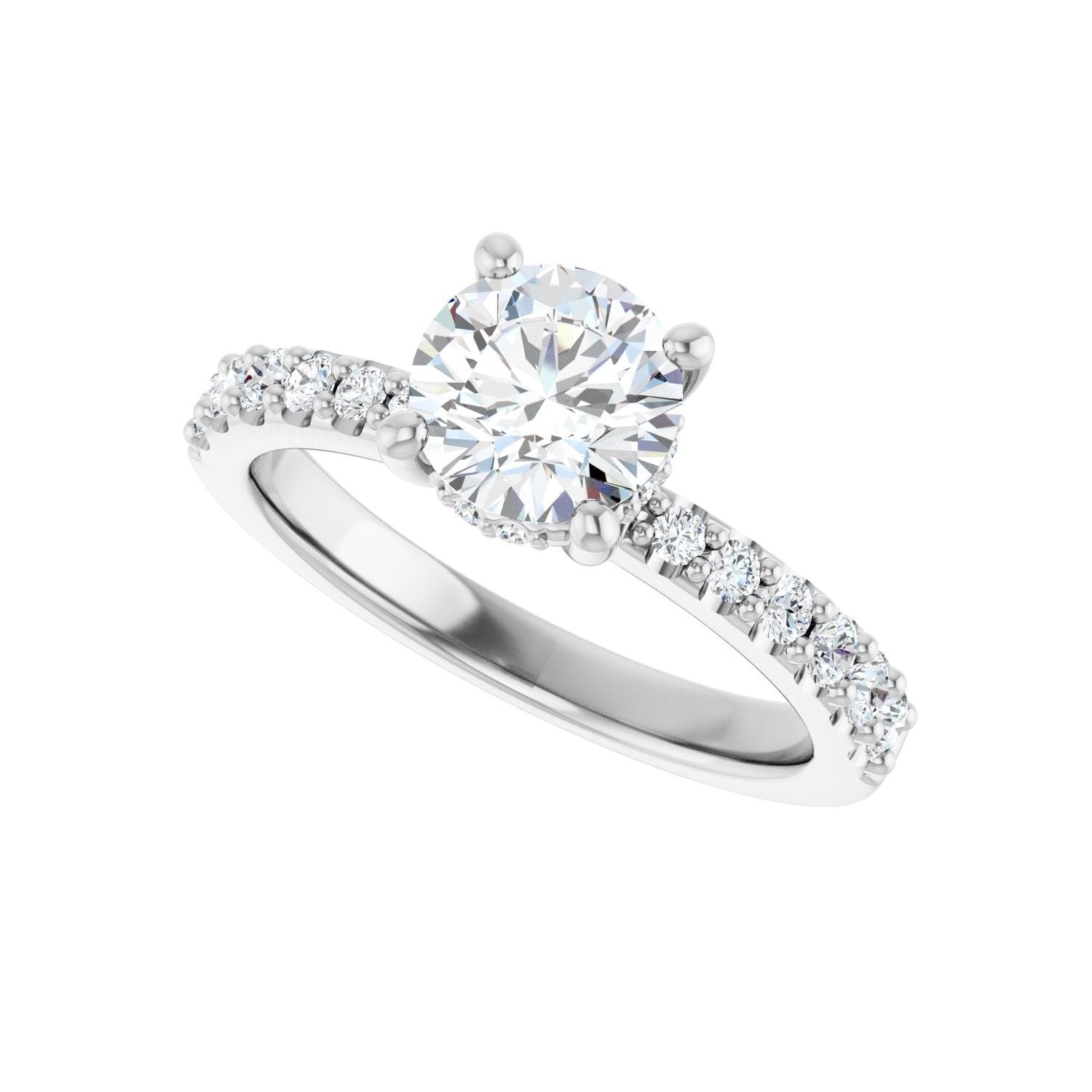 Round Hidden Halo-Style Engagement Ring | Metal Type=14K White Gold | Center Stone Size=1 CT | Image 5