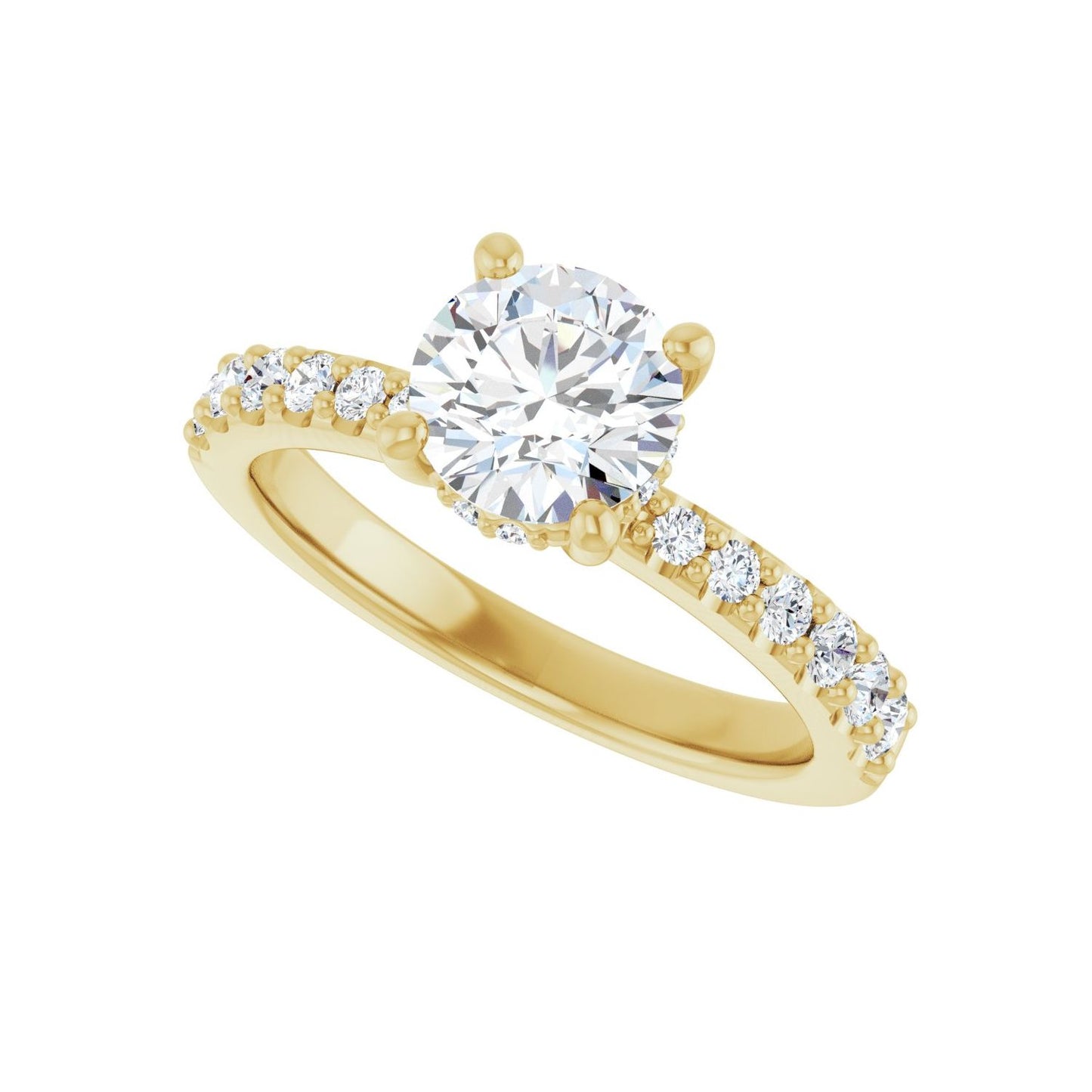Round Hidden Halo-Style Engagement Ring | Metal Type=14K Yellow Gold | Center Stone Size=1 CT | Image 5