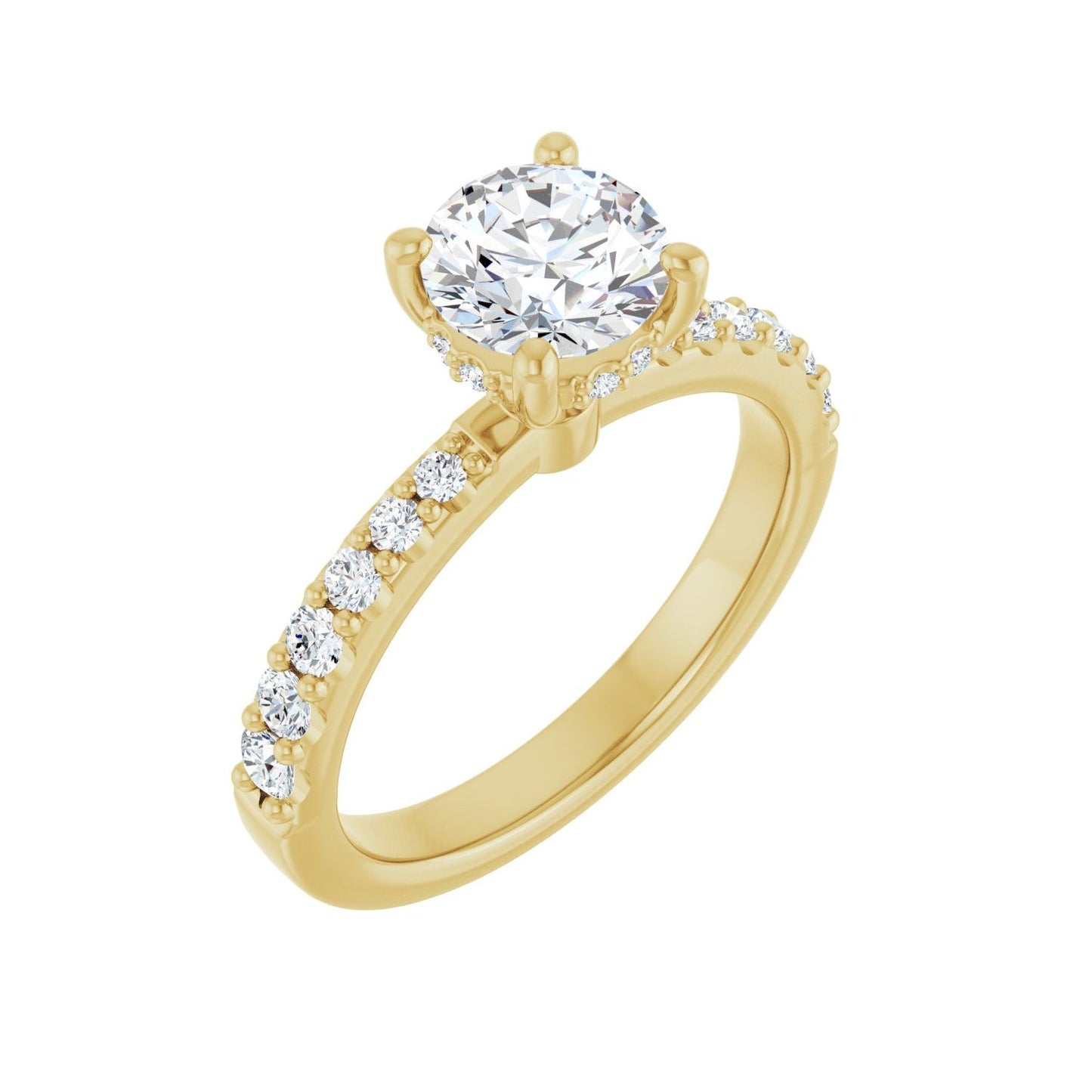 Round Hidden Halo-Style Engagement Ring | Metal Type=14K Yellow Gold | Center Stone Size=1 CT | Image 1