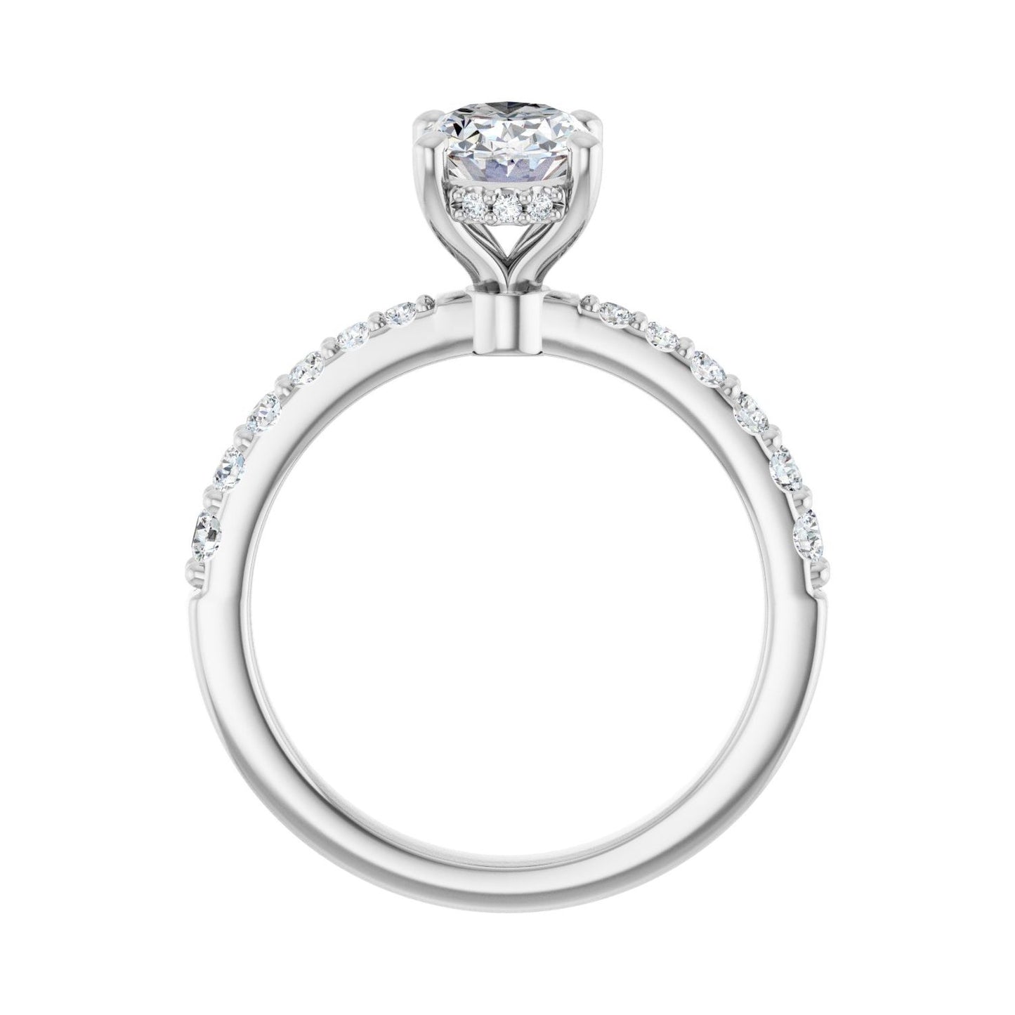 Oval Hidden Halo-Style Engagement Ring | Metal Type=14K White Gold | Center Stone Size=1.5 CT | Image 2
