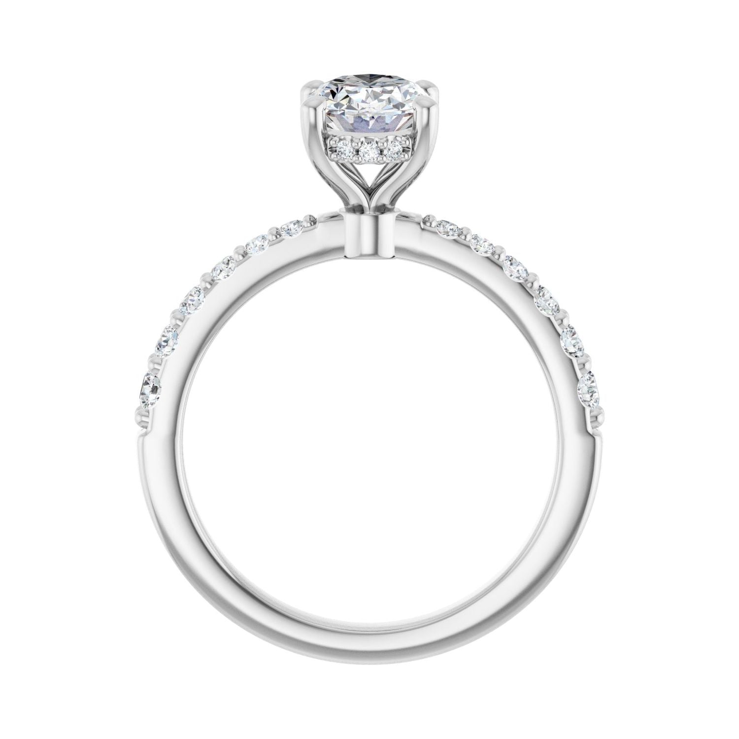 Oval Hidden Halo-Style Engagement Ring | Metal Type=14K White Gold | Center Stone Size=1.5 CT | Image 2