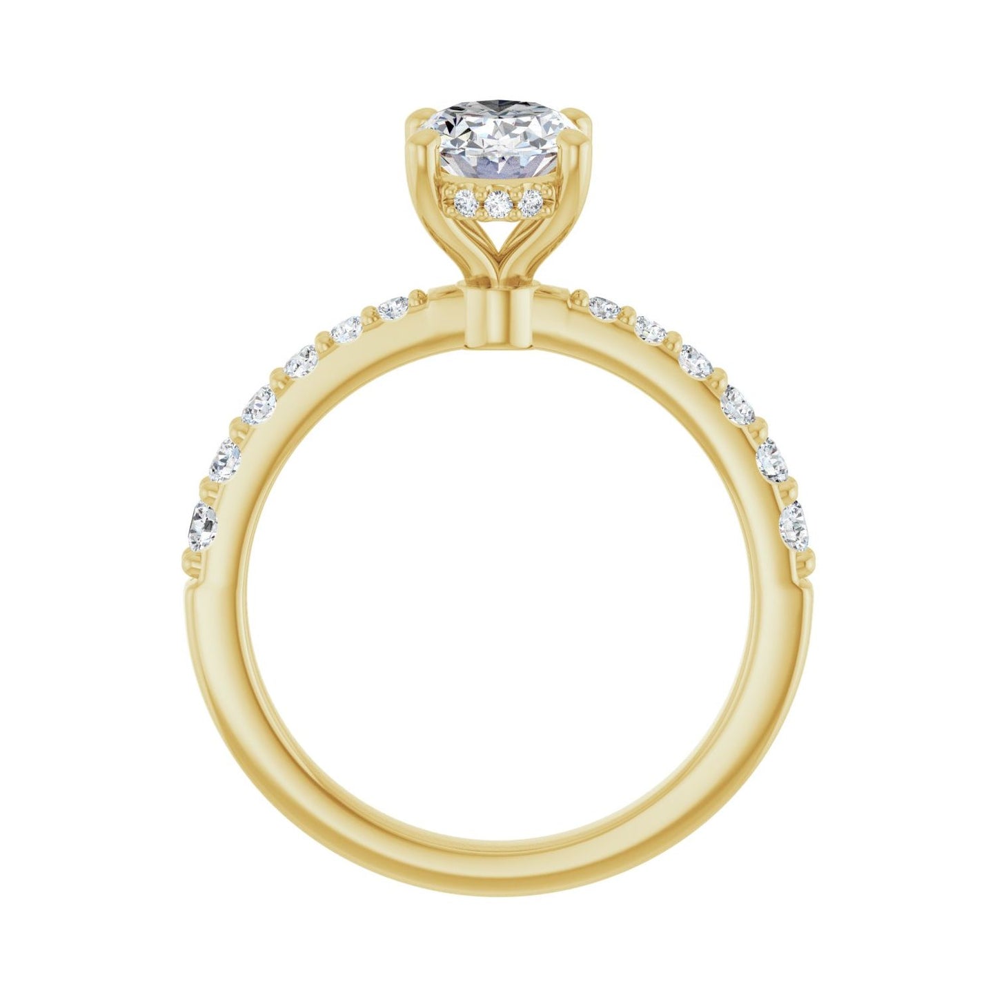 Oval Hidden Halo-Style Engagement Ring | Metal Type=14K Yellow Gold | Center Stone Size=1.5 CT | Image 2