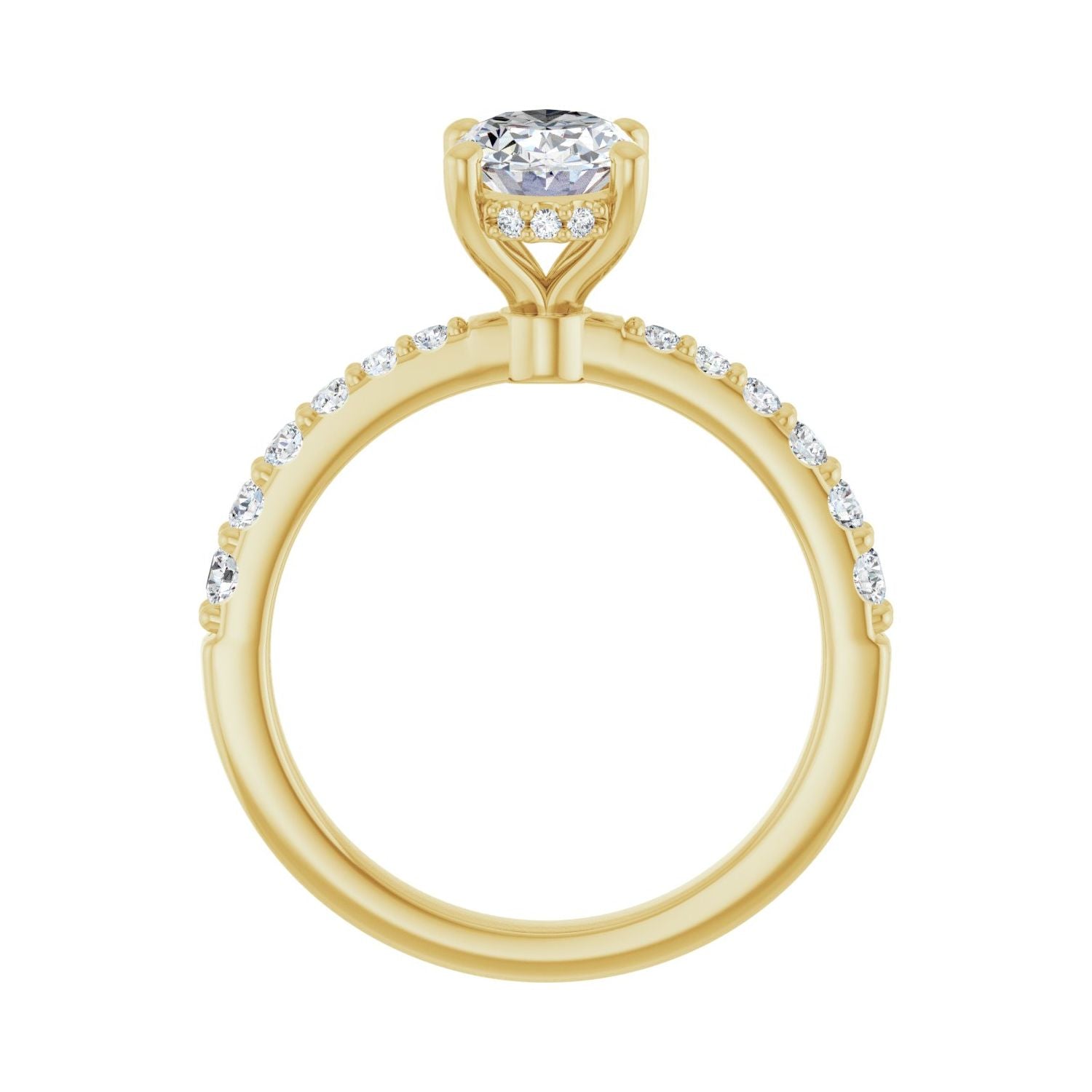 Oval Hidden Halo-Style Engagement Ring | Metal Type=14K Yellow Gold | Center Stone Size=1.5 CT | Image 2