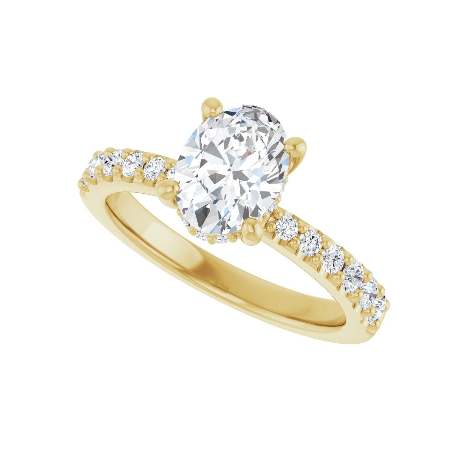 Oval Hidden Halo-Style Engagement Ring | Metal Type=14K Yellow Gold | Center Stone Size=1.5 CT | Image 5