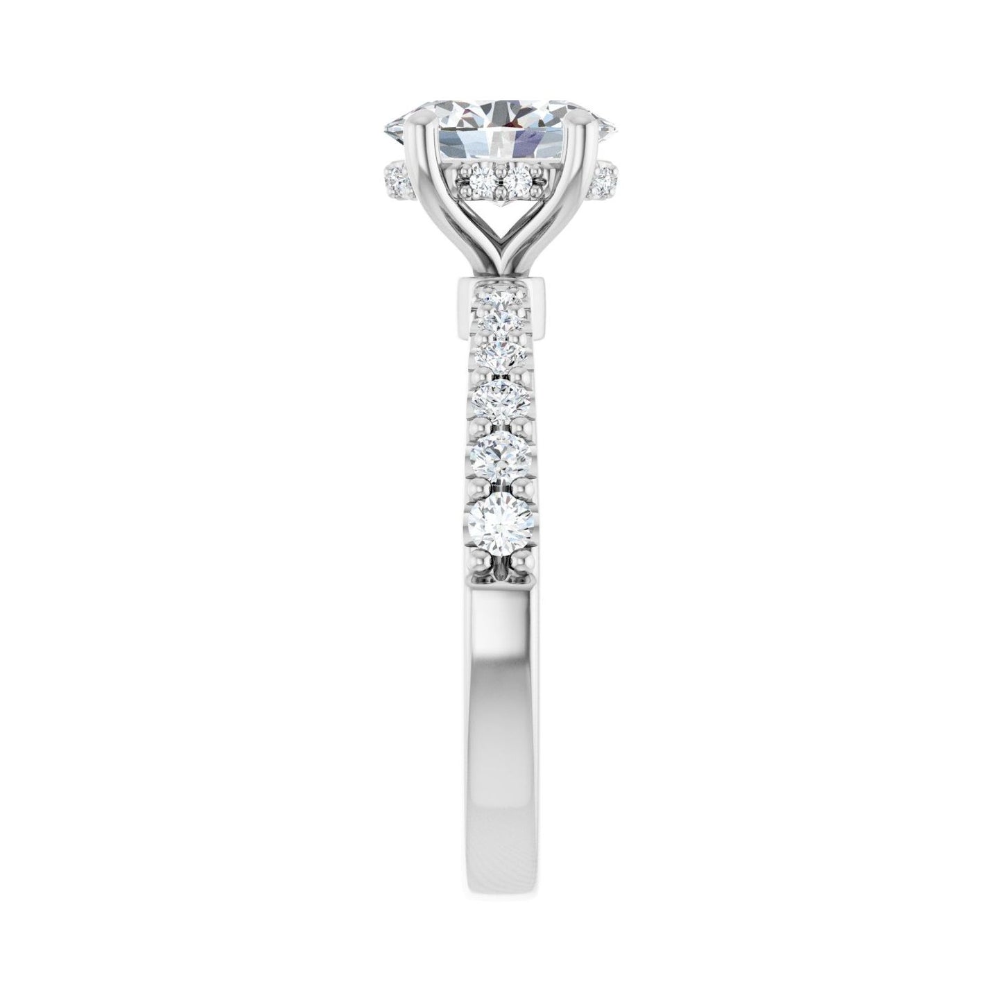 Oval Hidden Halo-Style Engagement Ring | Metal Type=14K White Gold | Center Stone Size=1.5 CT | Image 4