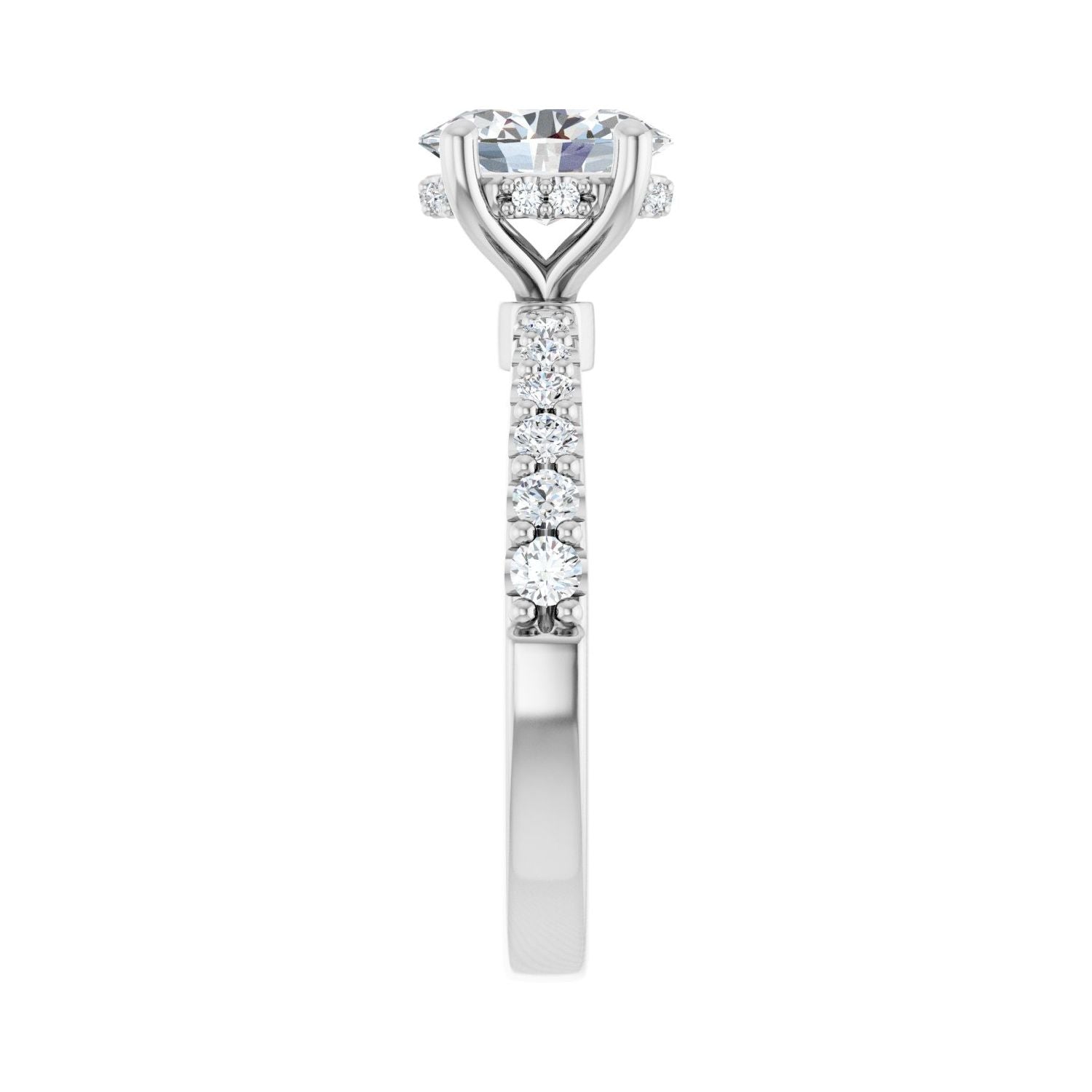 Oval Hidden Halo-Style Engagement Ring | Metal Type=14K White Gold | Center Stone Size=1.5 CT | Image 4