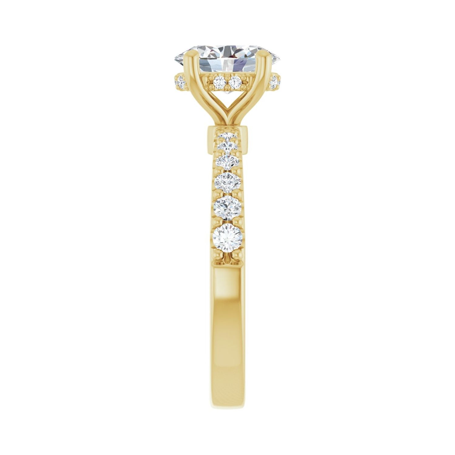 Oval Hidden Halo-Style Engagement Ring | Metal Type=14K Yellow Gold | Center Stone Size=1.5 CT | Image 4