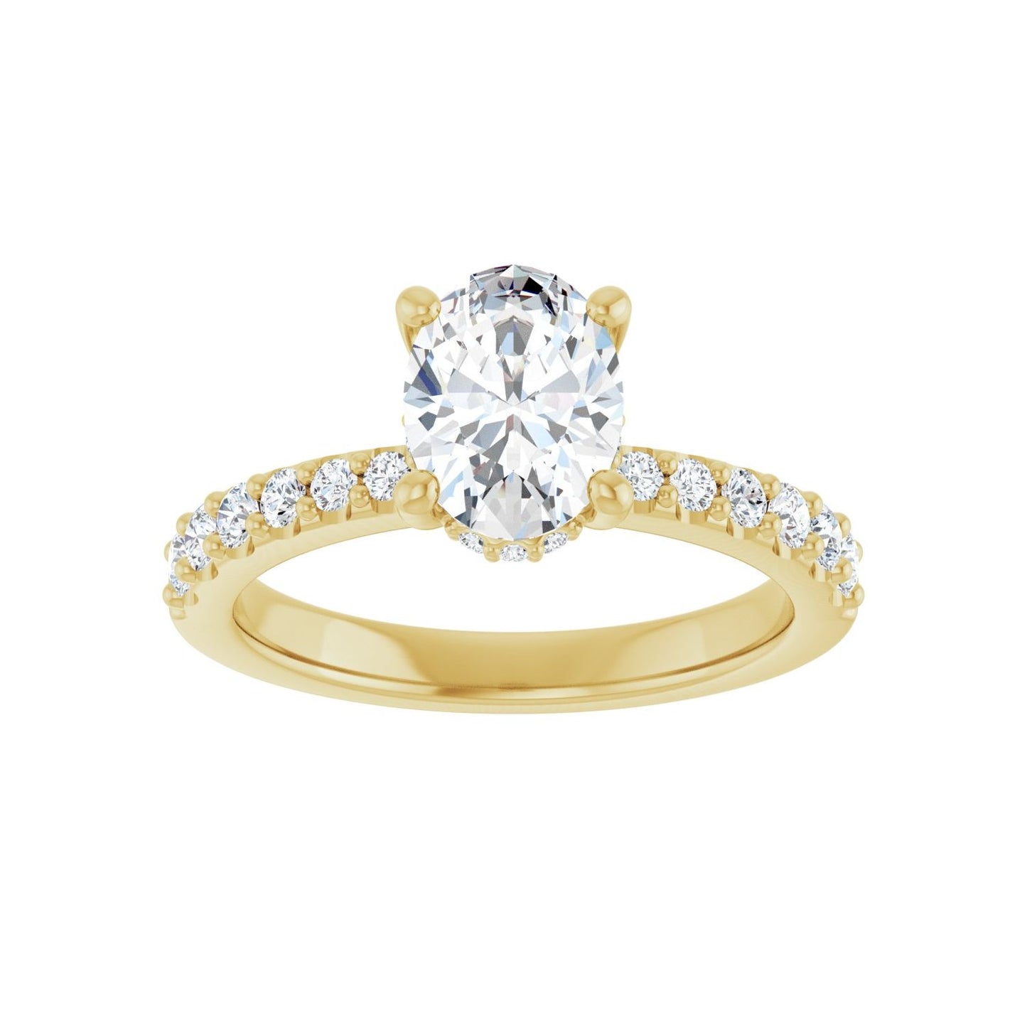 Oval Hidden Halo-Style Engagement Ring | Metal Type=14K Yellow Gold | Center Stone Size=1.5 CT | Image 3