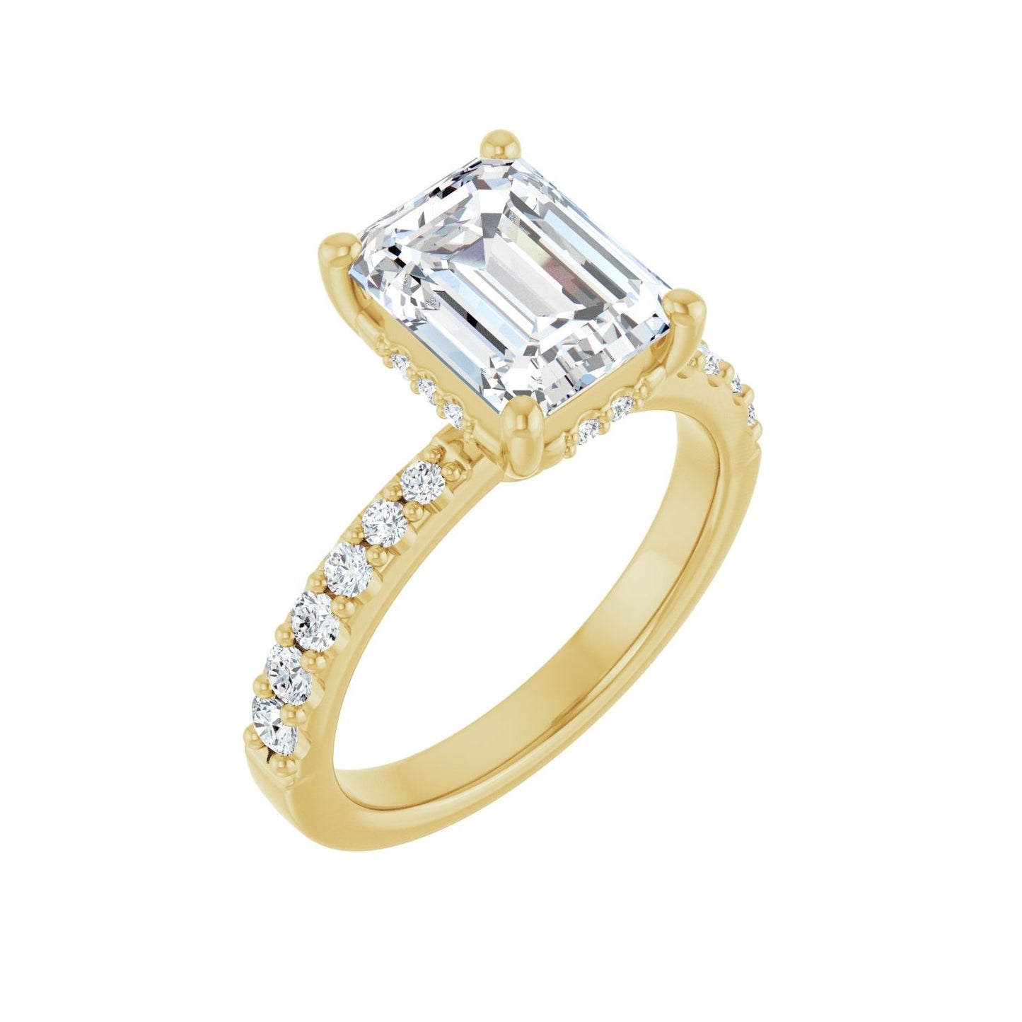 Emerald Hidden Halo-Style Engagement Ring | Metal Type=14K Yellow Gold | Center Stone Size=2.5 CT | Image 1