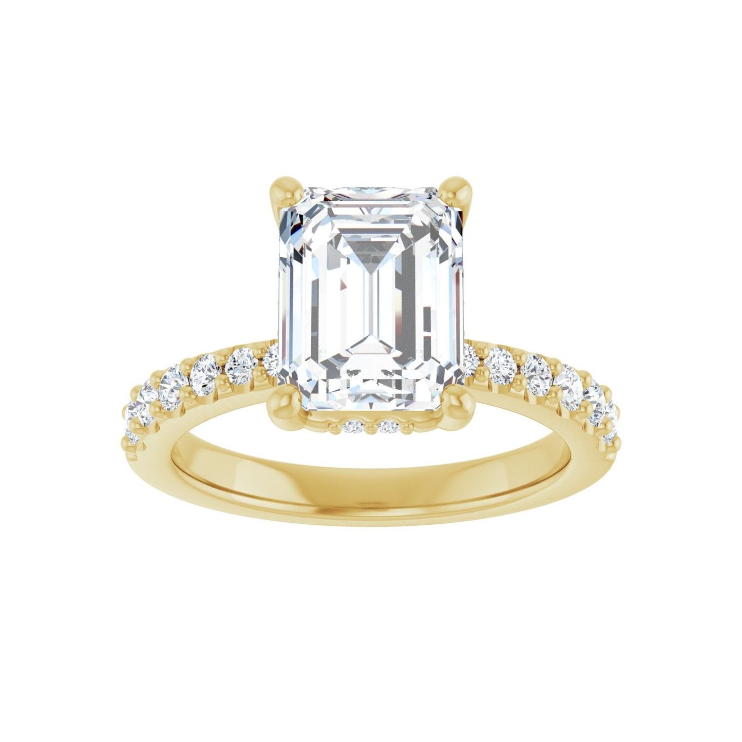 Emerald Hidden Halo-Style Engagement Ring | Metal Type=14K Yellow Gold | Center Stone Size=2.5 CT | Image 3