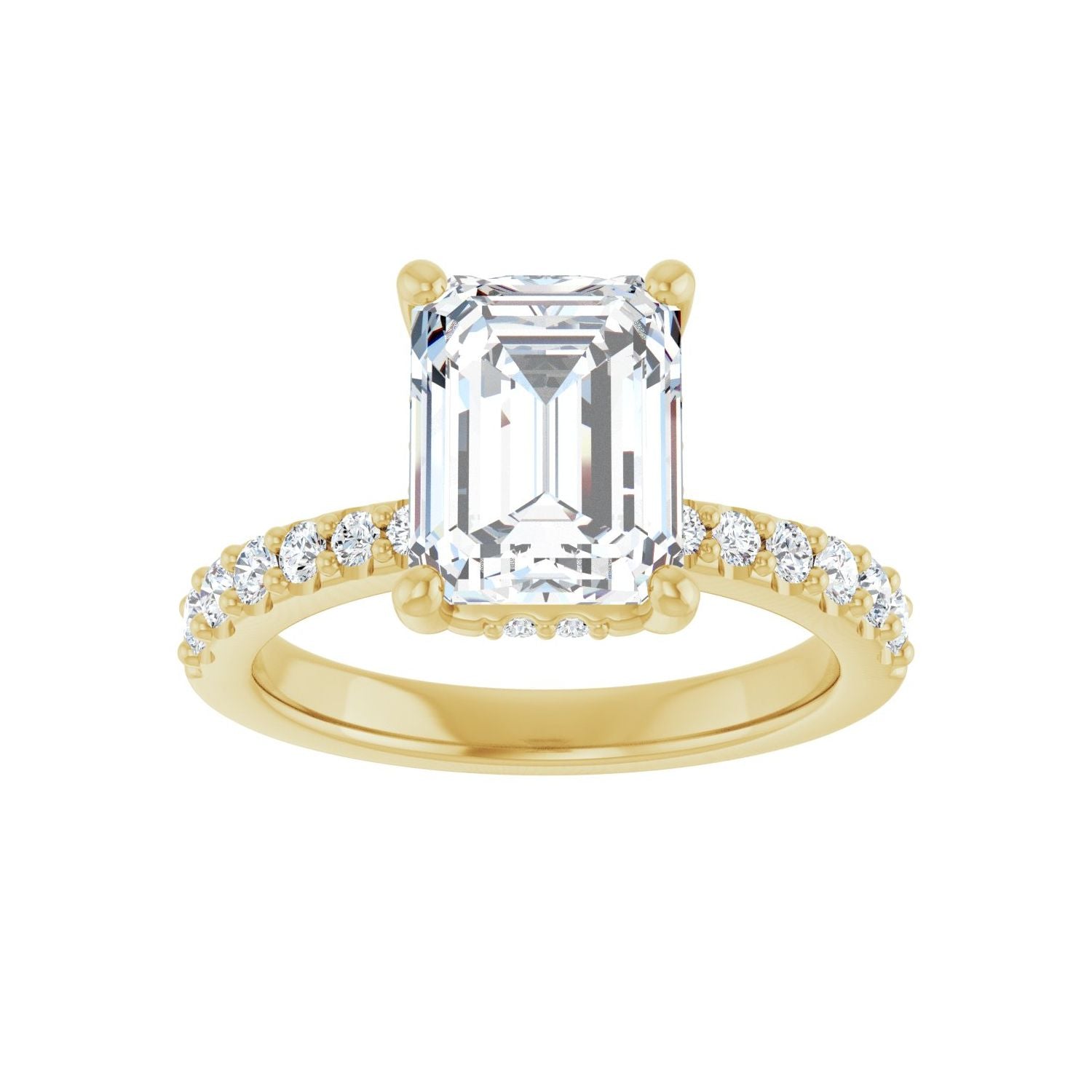 Emerald Hidden Halo-Style Engagement Ring | Metal Type=14K Yellow Gold | Center Stone Size=2.5 CT | Image 3