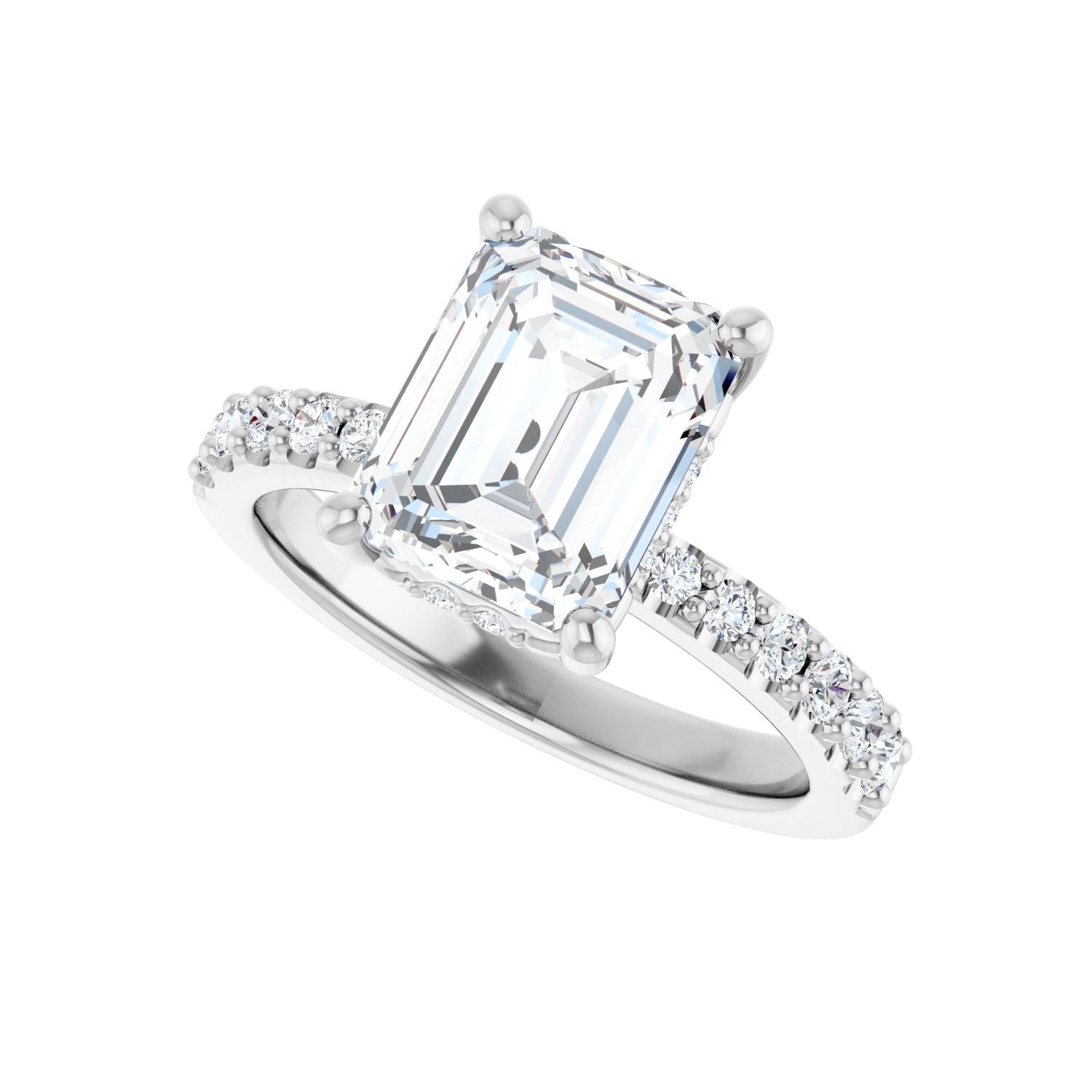 Emerald Hidden Halo-Style Engagement Ring | Metal Type=14K White Gold | Center Stone Size=2.5 CT | Image 5
