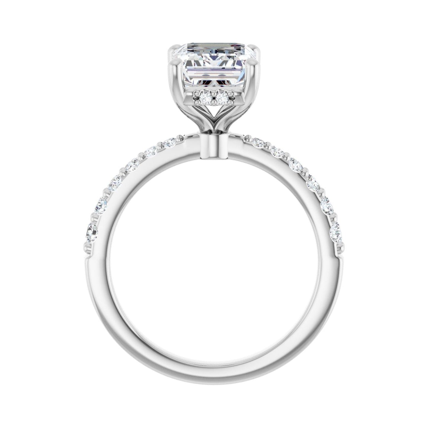 Emerald Hidden Halo-Style Engagement Ring | Metal Type=14K White Gold | Center Stone Size=2.5 CT | Image 2