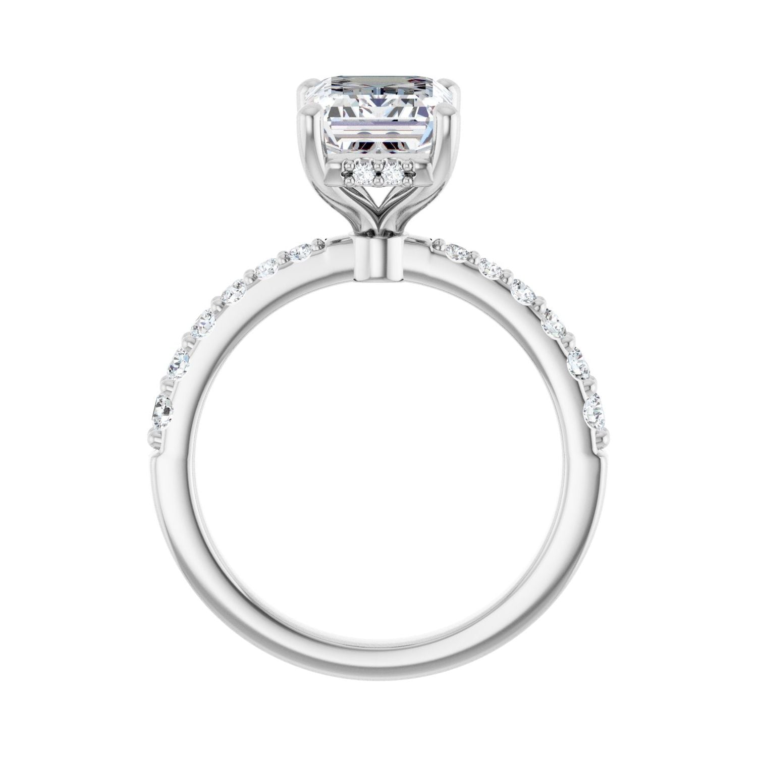 Emerald Hidden Halo-Style Engagement Ring | Metal Type=14K White Gold | Center Stone Size=2.5 CT | Image 2