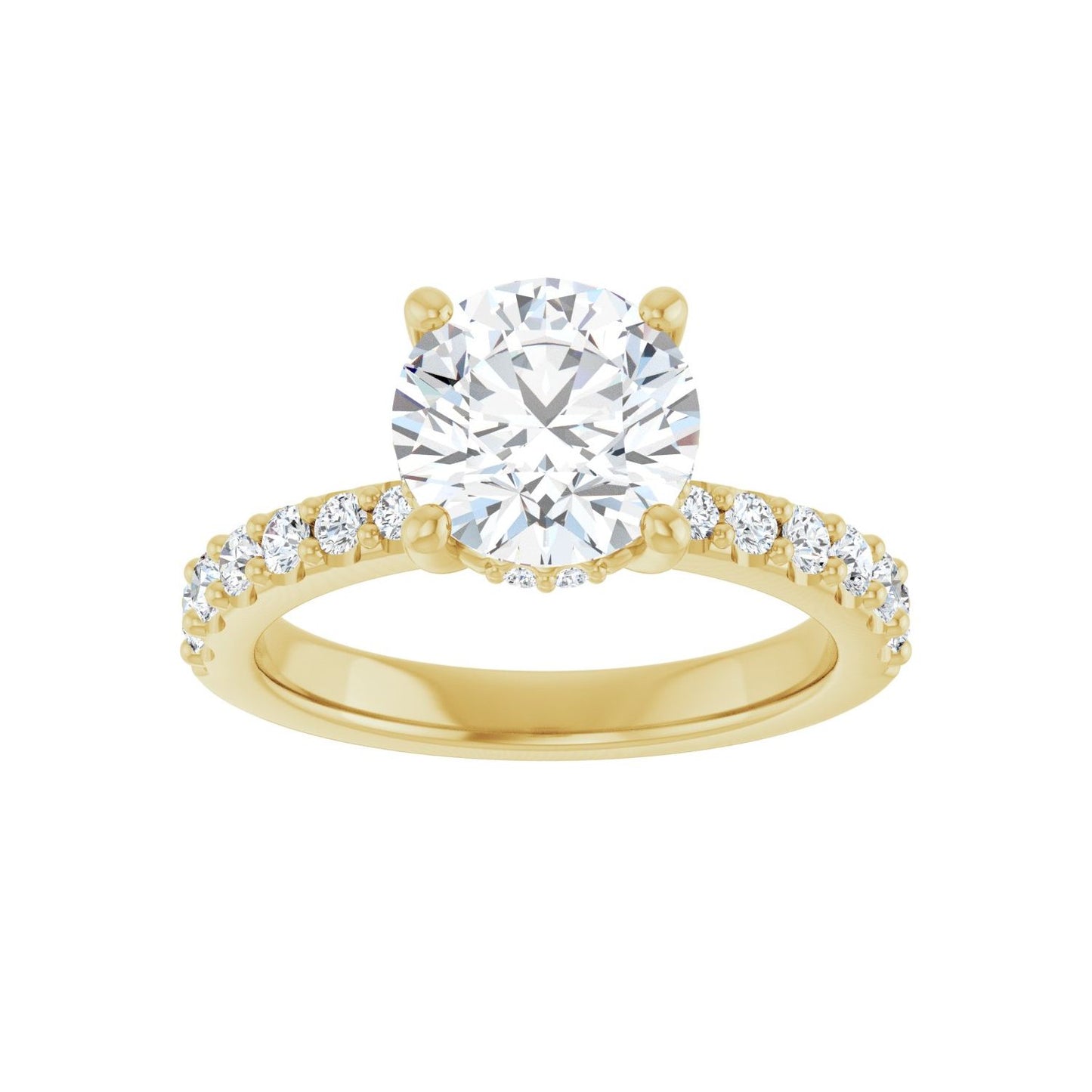 Round Hidden Halo-Style Engagement Ring | Metal Type=14K Yellow Gold | Center Stone Size=2 CT | Image 3