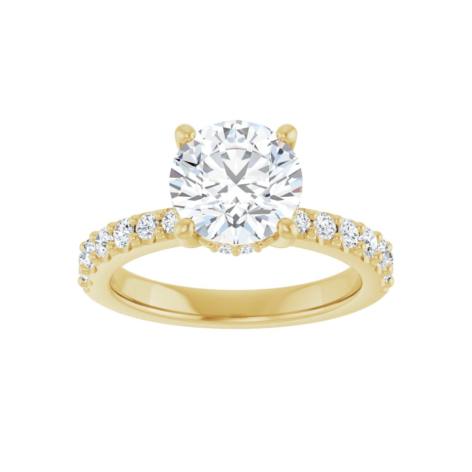 Round Hidden Halo-Style Engagement Ring | Metal Type=14K Yellow Gold | Center Stone Size=2 CT | Image 3