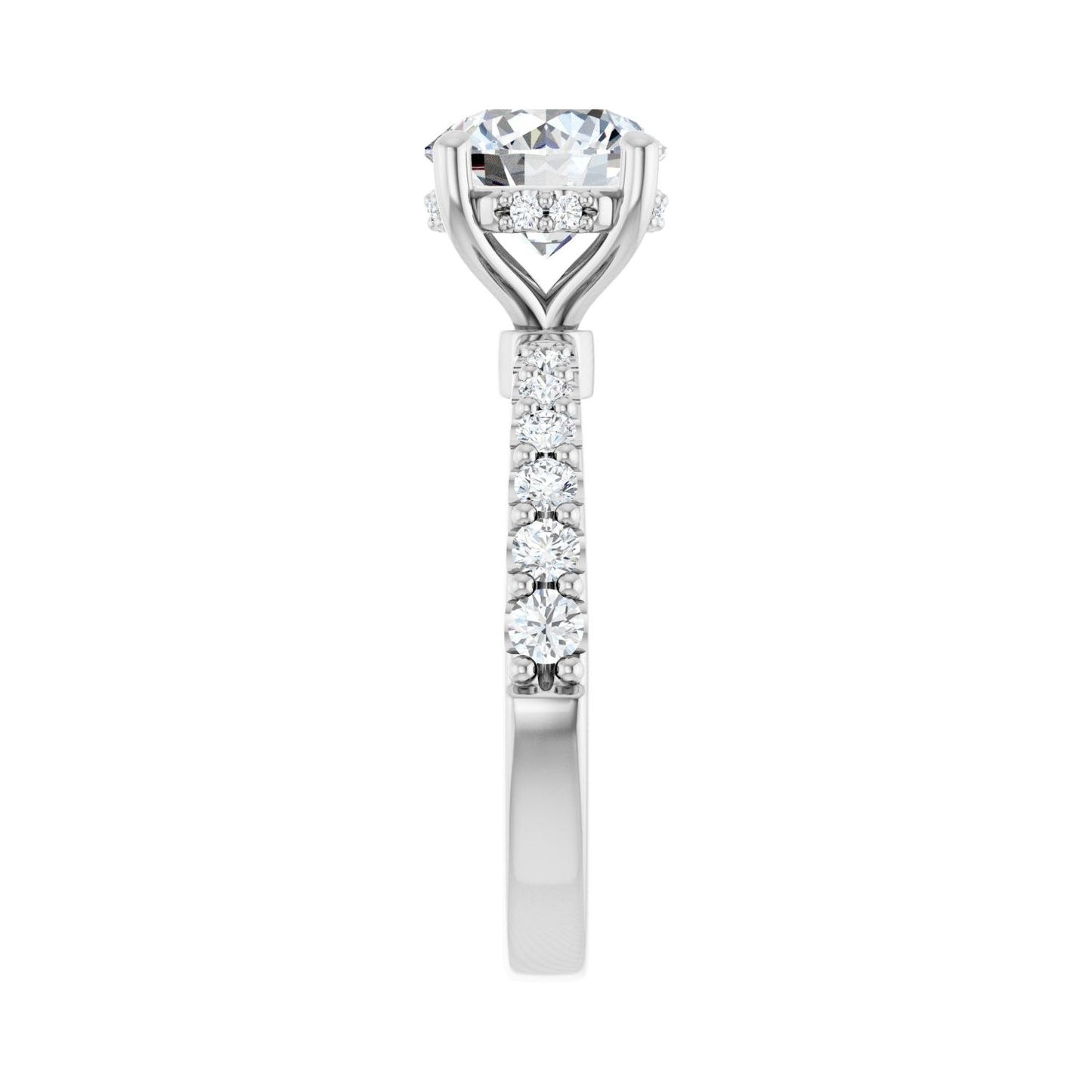 Round Hidden Halo-Style Engagement Ring | Metal Type=14K White Gold | Center Stone Size=2 CT | Image 4