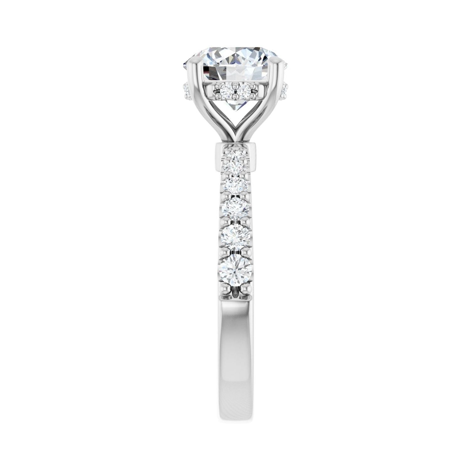 Round Hidden Halo-Style Engagement Ring | Metal Type=14K White Gold | Center Stone Size=2 CT | Image 4