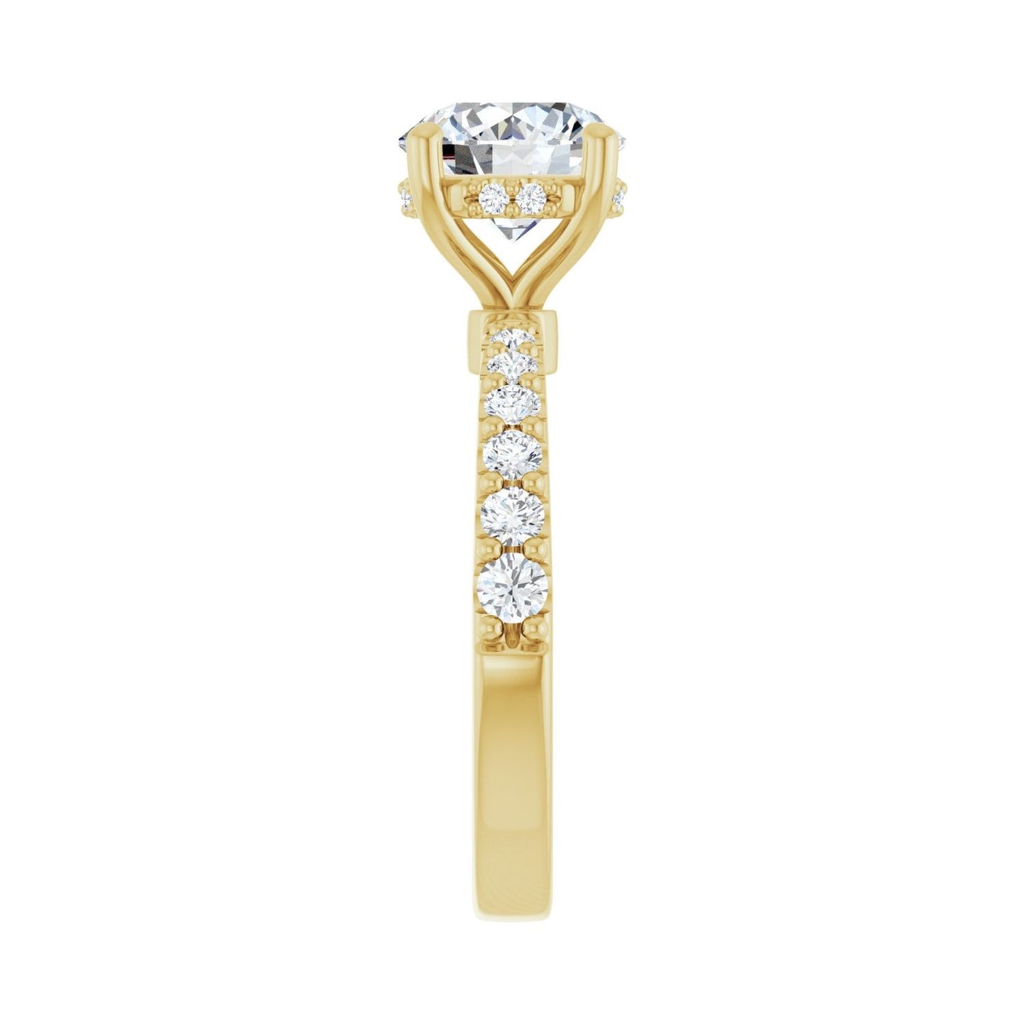 Round Hidden Halo-Style Engagement Ring | Metal Type=14K Yellow Gold | Center Stone Size=2 CT | Image 4
