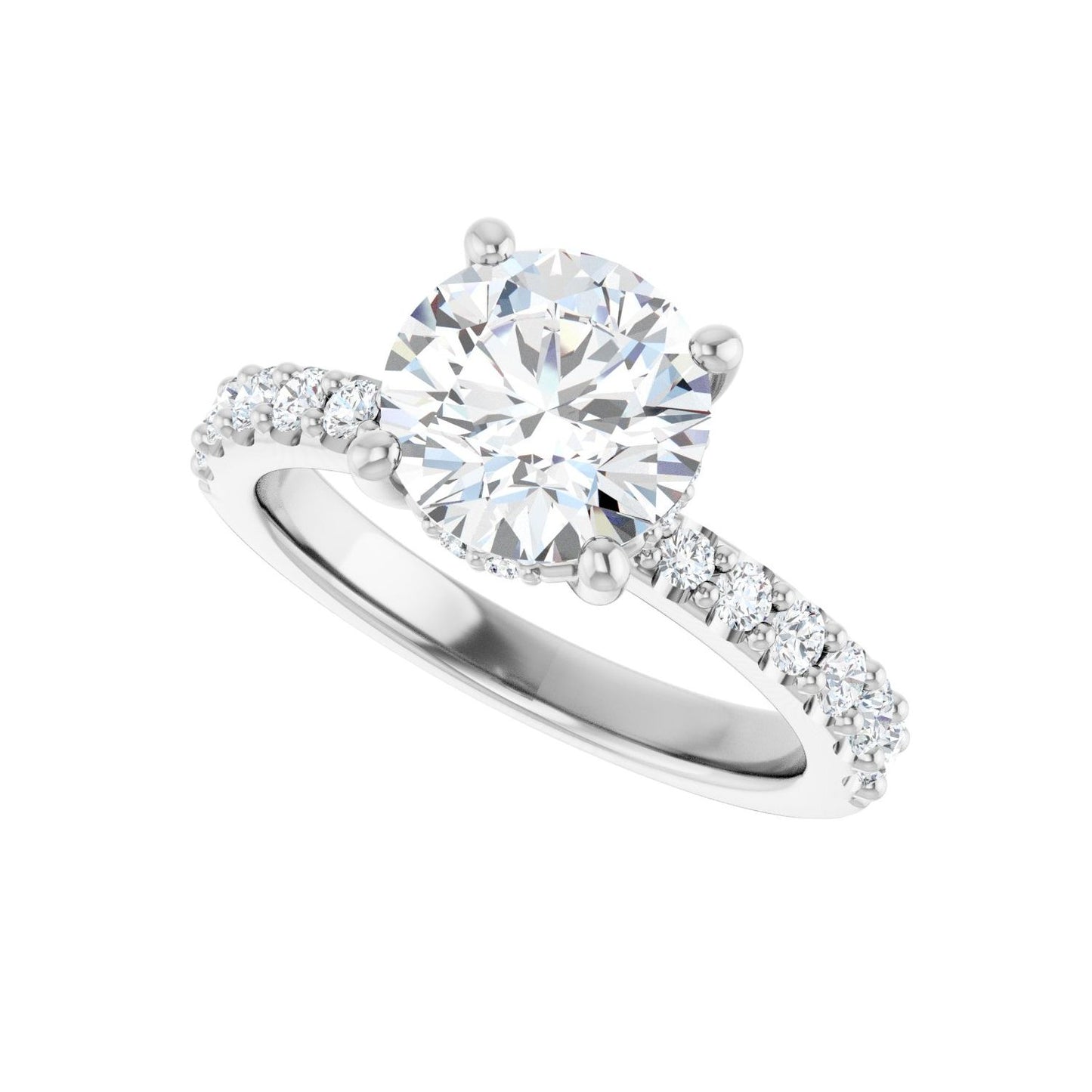 Round Hidden Halo-Style Engagement Ring | Metal Type=14K White Gold | Center Stone Size=2 CT | Image 5