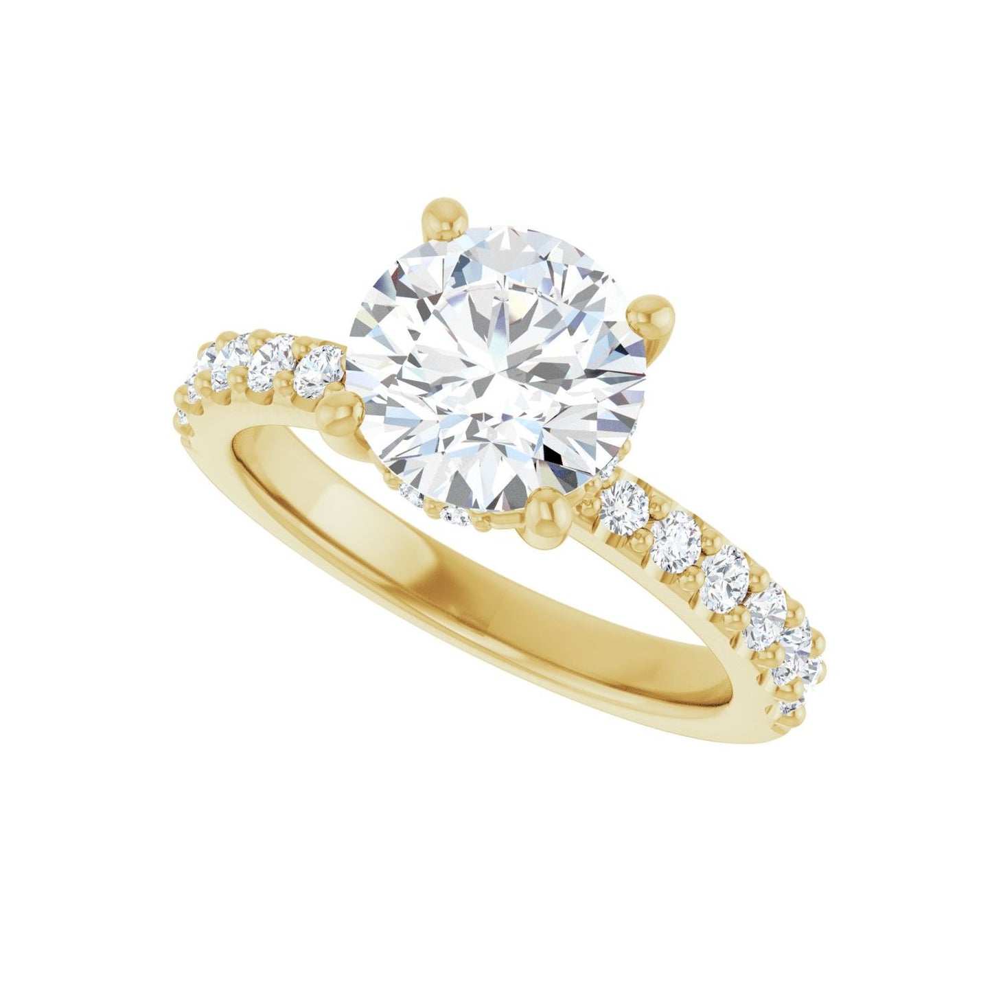 Round Hidden Halo-Style Engagement Ring | Metal Type=14K Yellow Gold | Center Stone Size=2 CT | Image 5