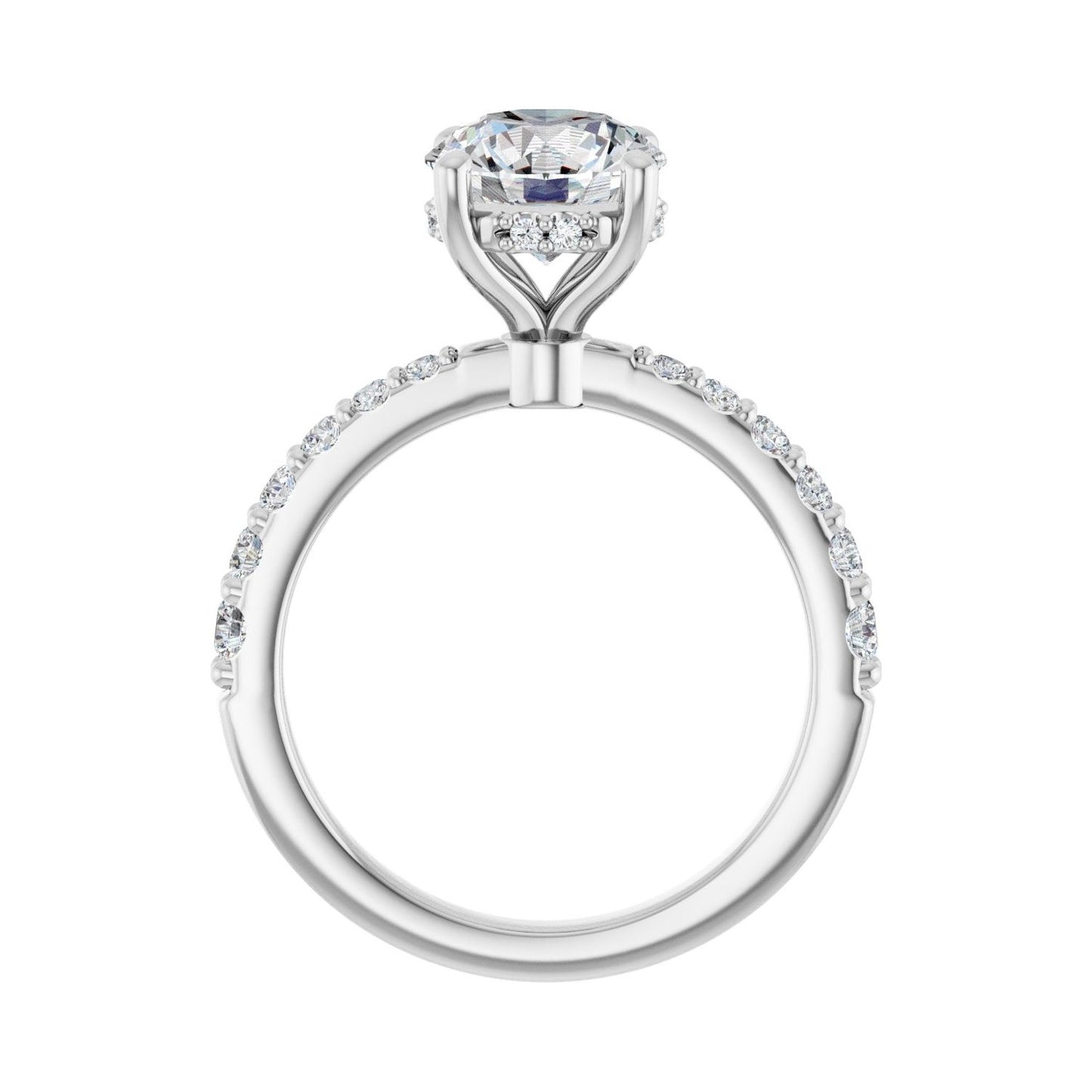 Round Hidden Halo-Style Engagement Ring | Metal Type=14K White Gold | Center Stone Size=2 CT | Image 2