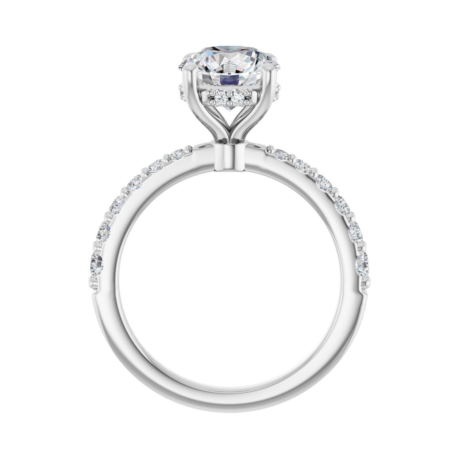 Round Hidden Halo-Style Engagement Ring | Metal Type=14K White Gold | Center Stone Size=2 CT | Image 2