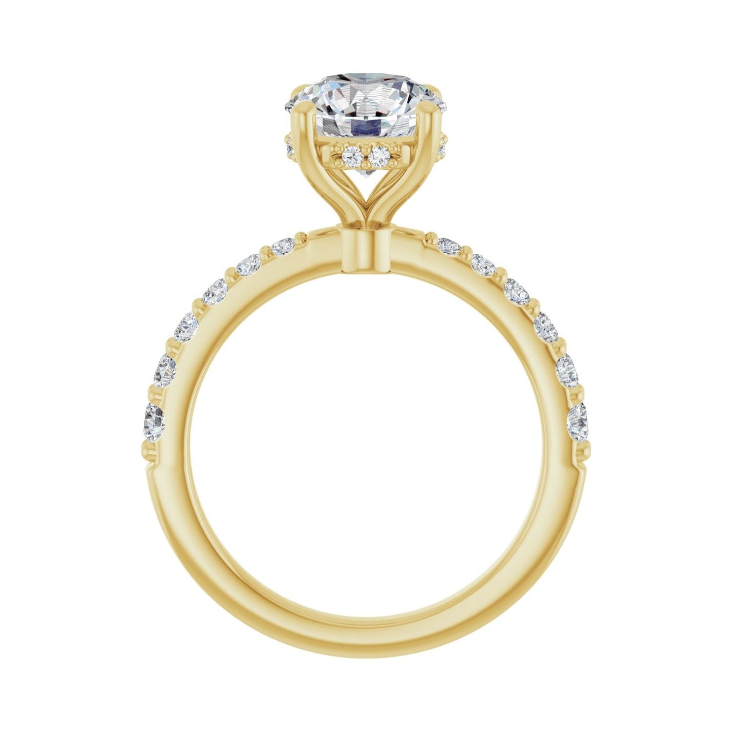 Round Hidden Halo-Style Engagement Ring | Metal Type=14K Yellow Gold | Center Stone Size=2 CT | Image 2