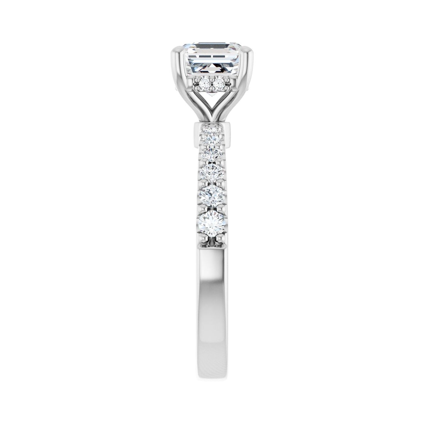 Asscher Hidden Halo-Style Engagement Ring | Metal Type=14K White Gold | Center Stone Size=1 CT | Image 4