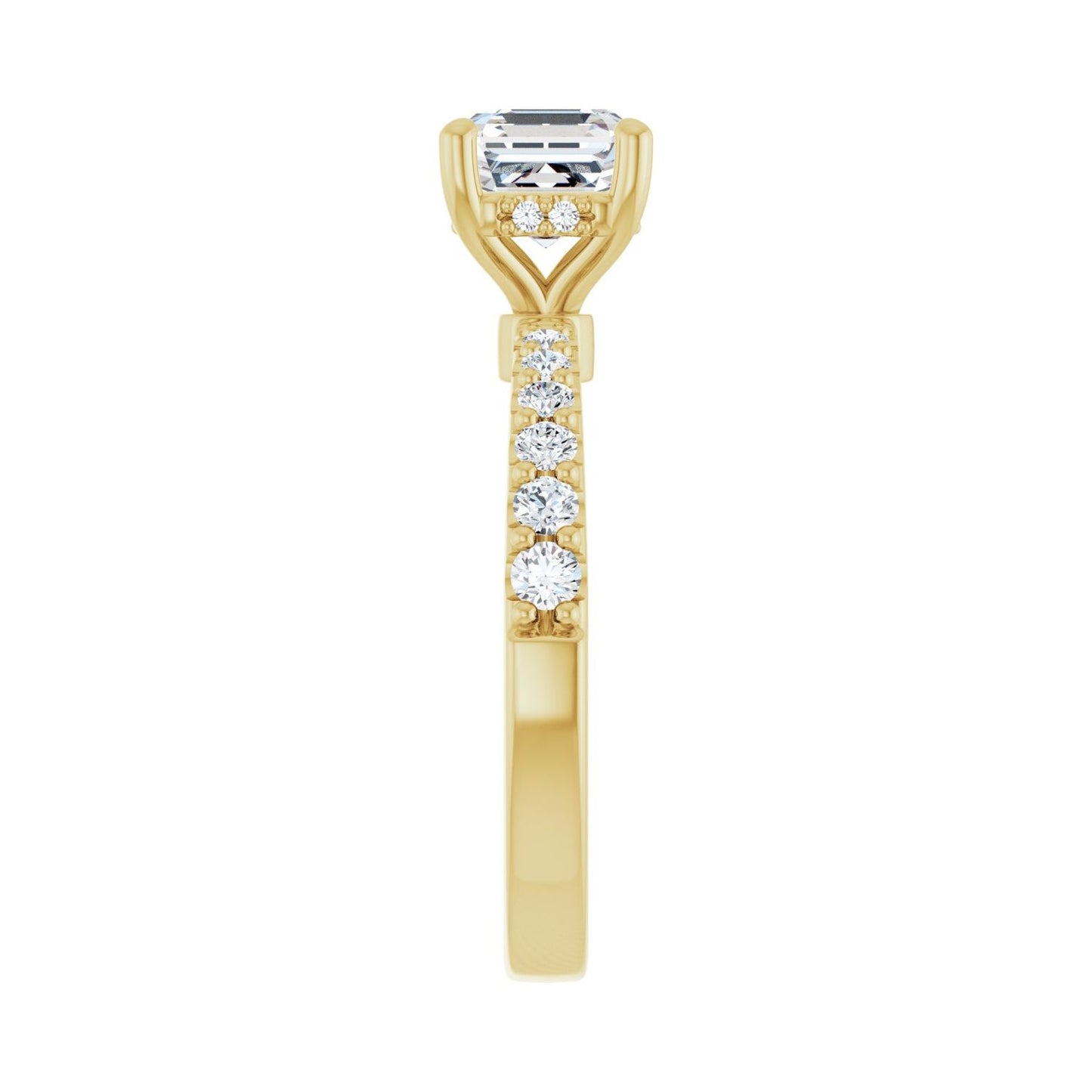 Asscher Hidden Halo-Style Engagement Ring | Metal Type=14K Yellow Gold | Center Stone Size=1 CT | Image 4