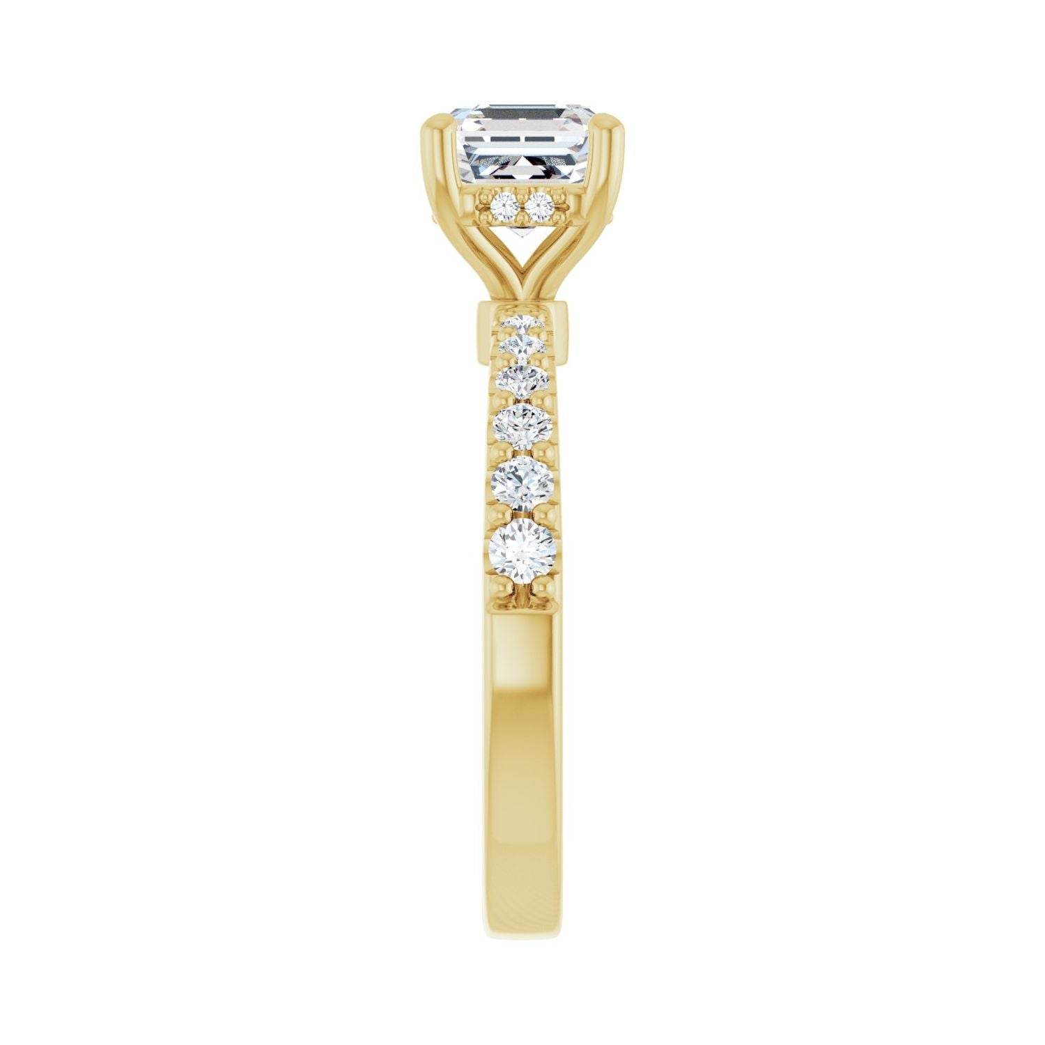 Asscher Hidden Halo-Style Engagement Ring | Metal Type=14K Yellow Gold | Center Stone Size=1 CT | Image 4